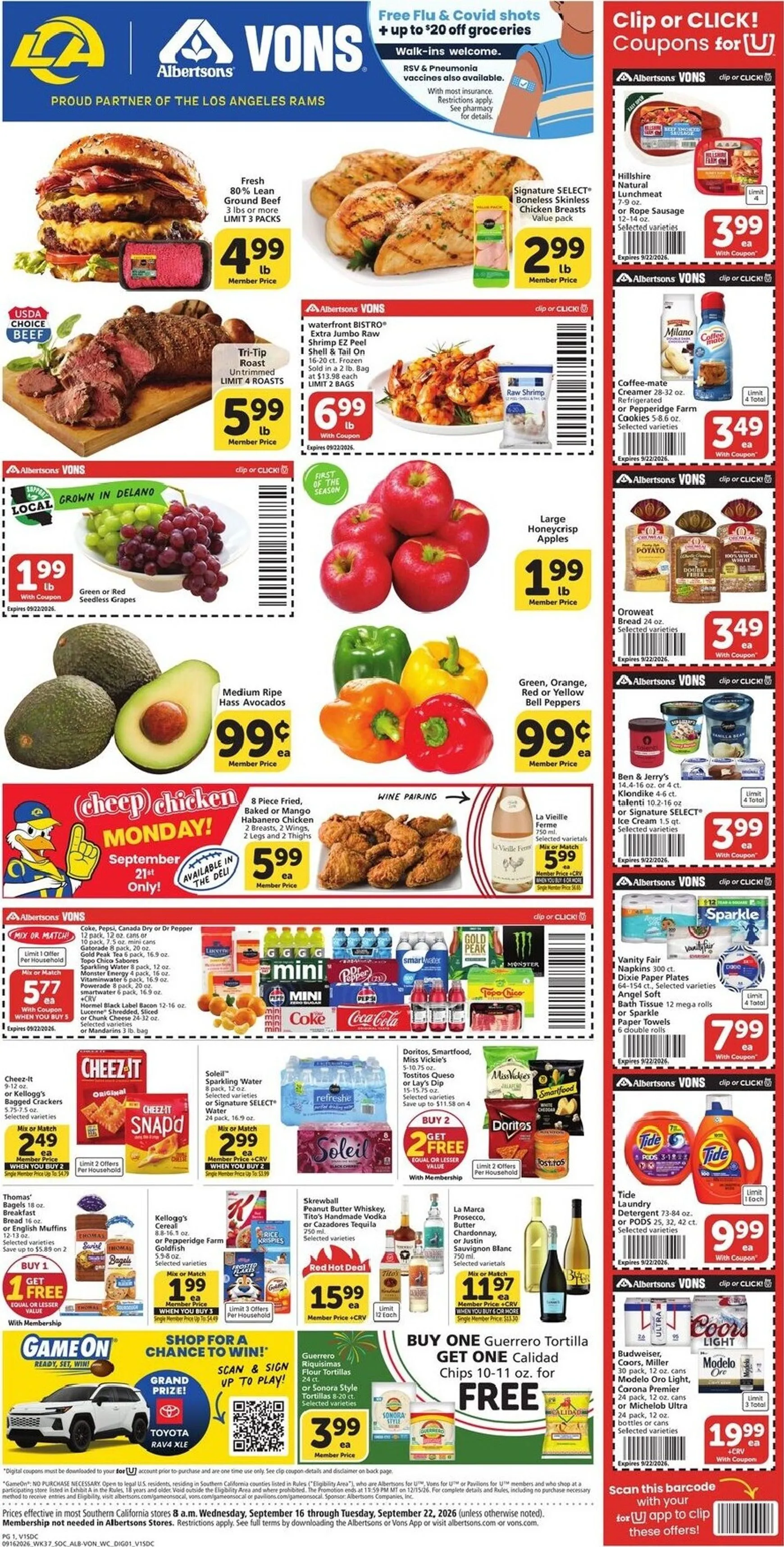 Current Vons leaflet valid from Wednesday 09/16/2026 to Tuesday 09/22/2026