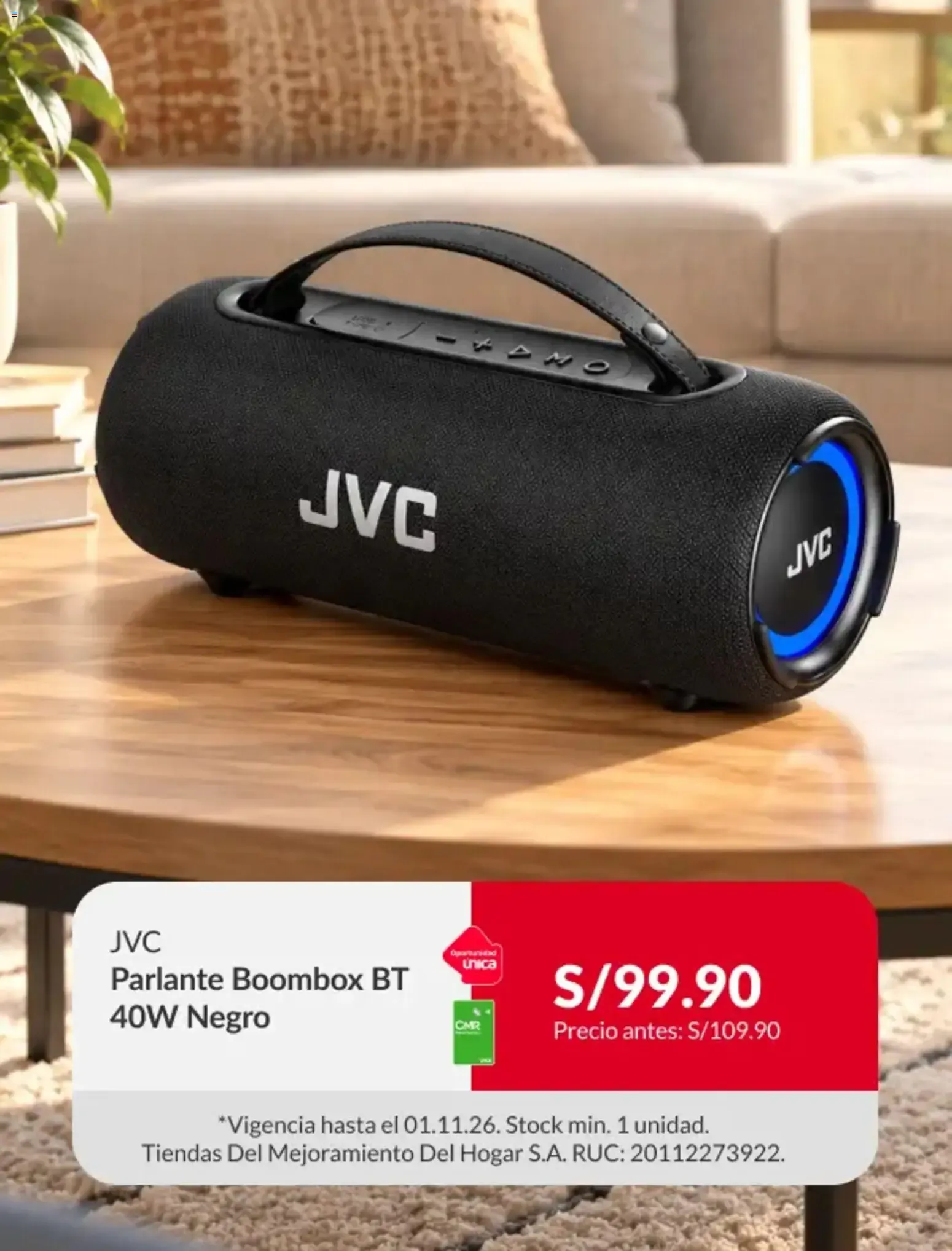 Catalogo de JVC Parlante Boombox BT 40W Negro 26 de octubre al 1 de noviembre 2026 - Pag 1