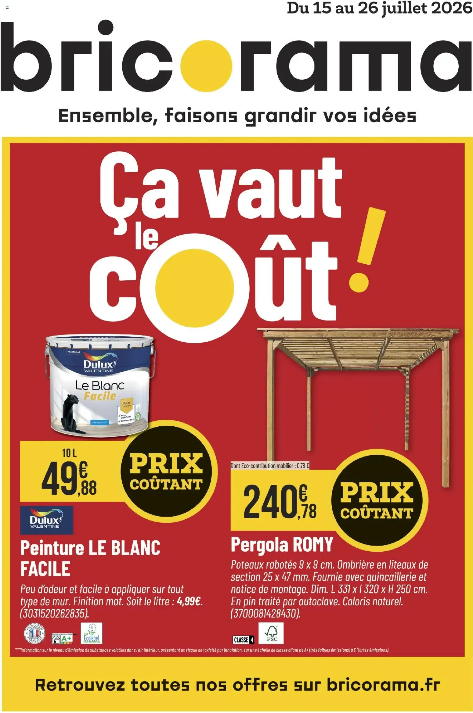 Bricorama catalogue à partir du 15/07/2026 - promo en ligne du 15 juillet au 26 juillet 2026 - Catalogue page 1