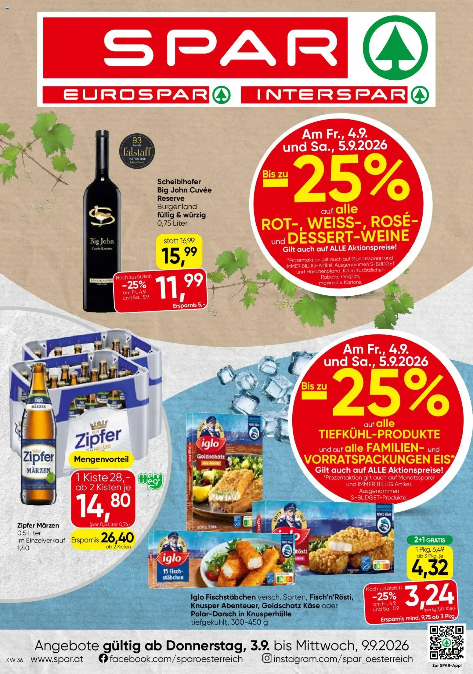 Spar - Flugblatt (03.09.2026) - Angebote und Prospekt von 3. September bis 9. September 2026 - Flugblätt seite  1