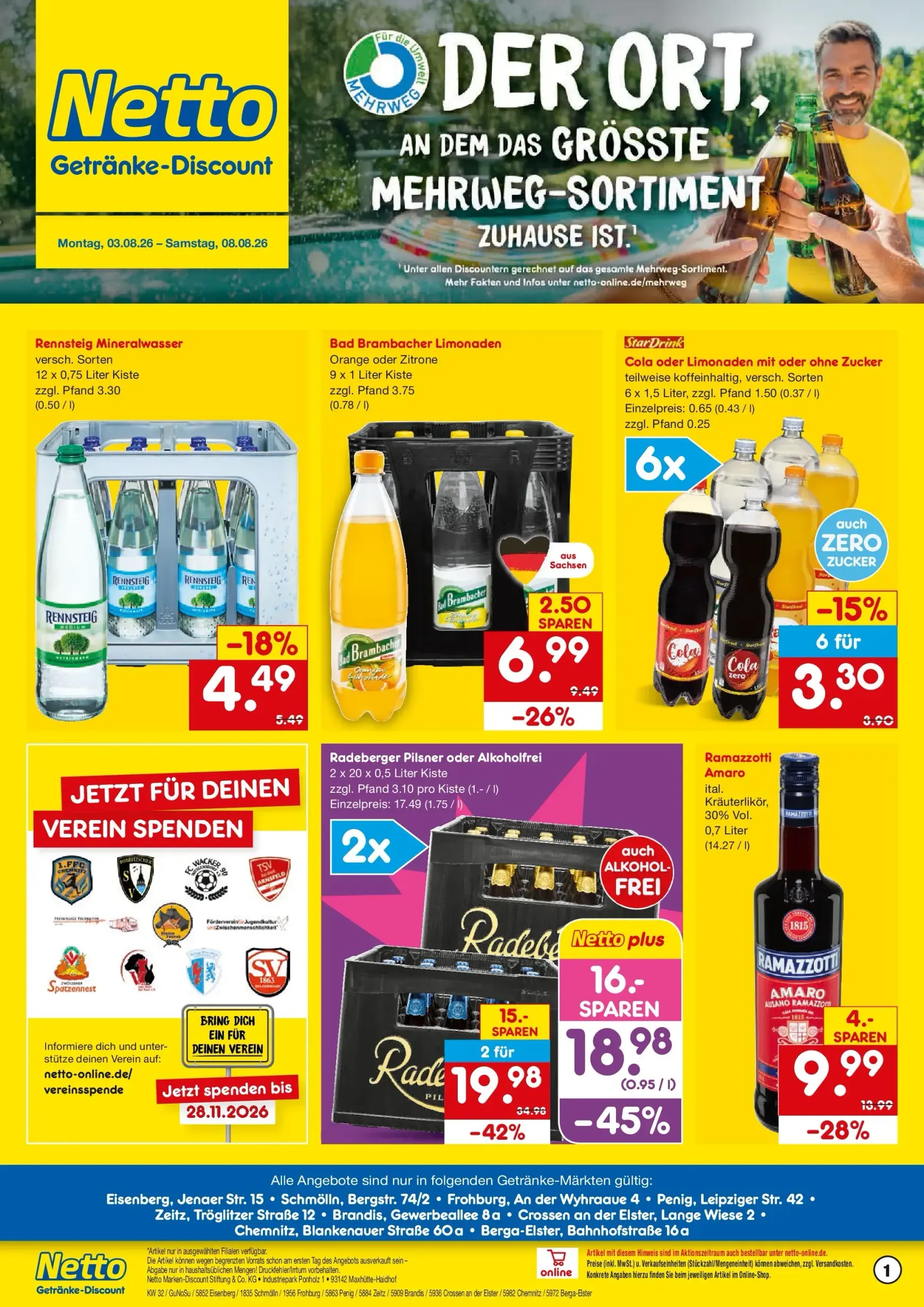 Netto Getränke-Discount von 3. August bis 8. August 2026 - Prospekt seite 1