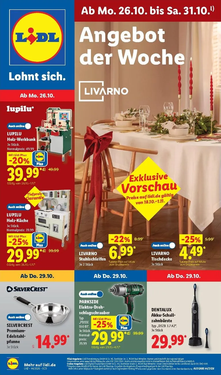 Lidl - Nonfood Prospekt nächste Woche – von Montag 26.10.2026 bis Samstag 31.10.2026 von 26. Oktober bis 31. Oktober 2026 - Prospekt seite 1