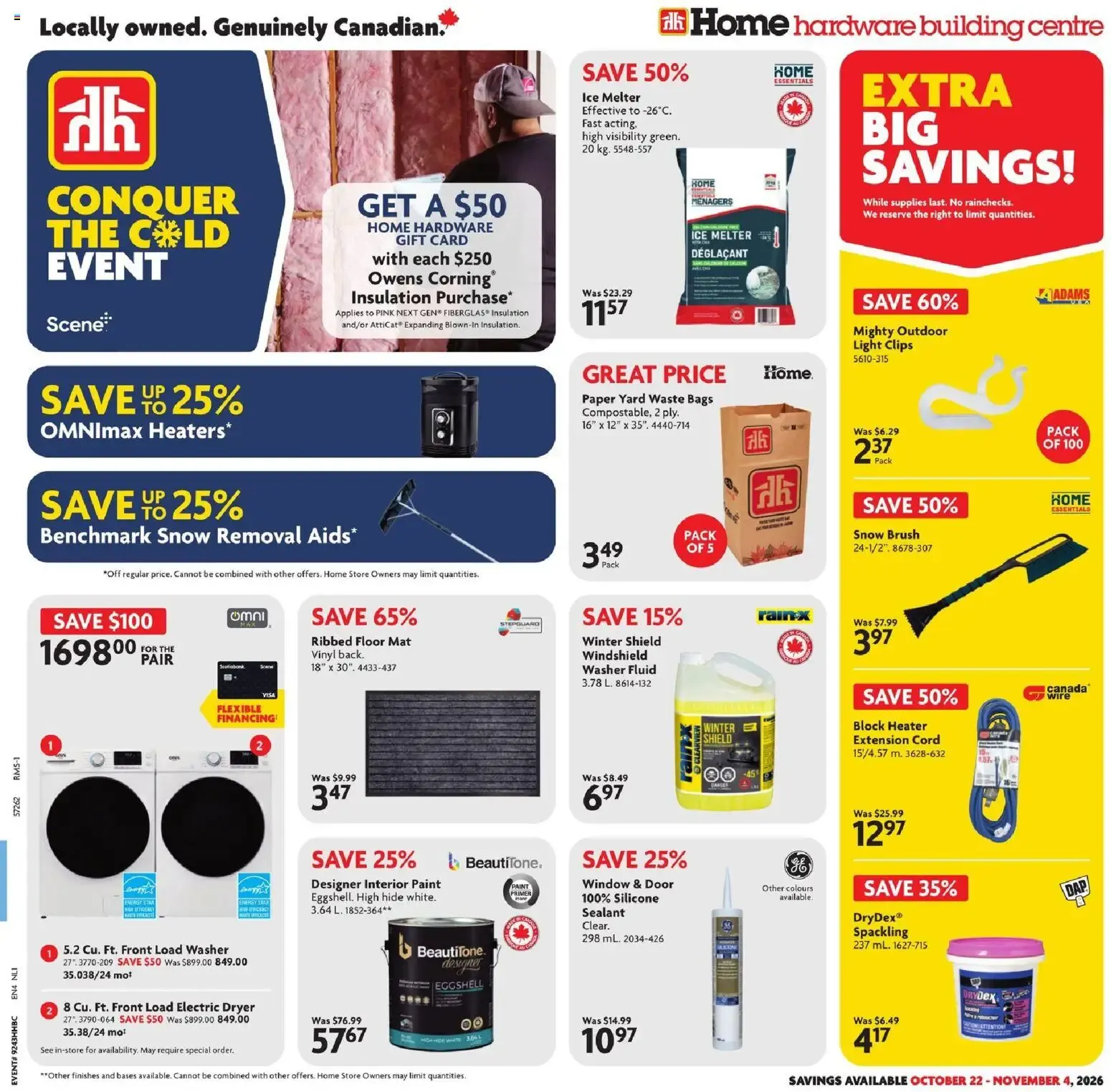Home Hardware: Conquer the Cold Event from October 22 to November 4 2026 - flyer page 1