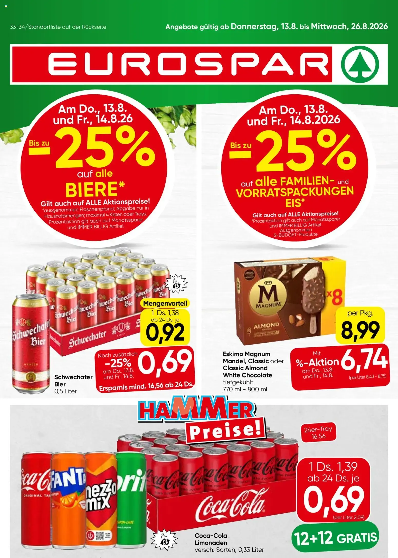 Eurospar Flugblatt von 13.08.2026 - Aktuelle Angebote von 13. August bis 26. August 2026 - Flugblätt seite 1