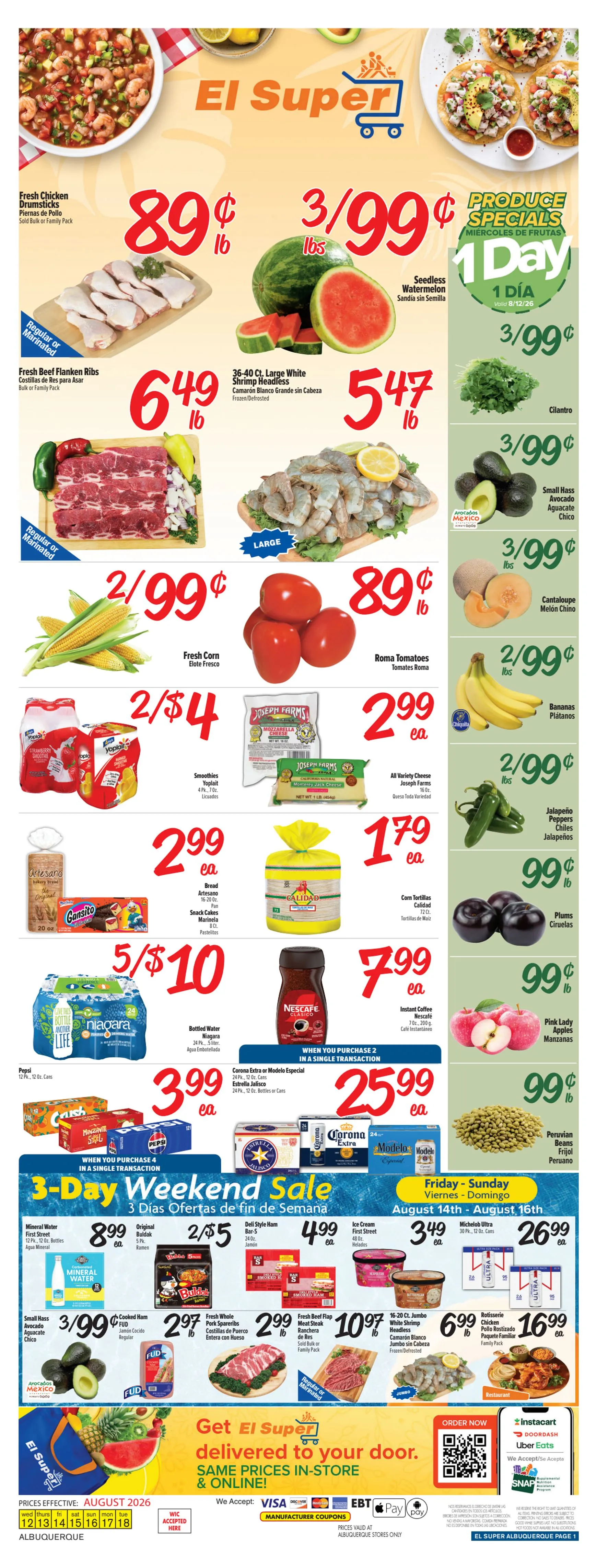Weekly ad Current El Super leaflet valid from Wednesday 08/12/2026 to Tuesday 08/18/2026 from August 12 to August 18 2026 - Page 1