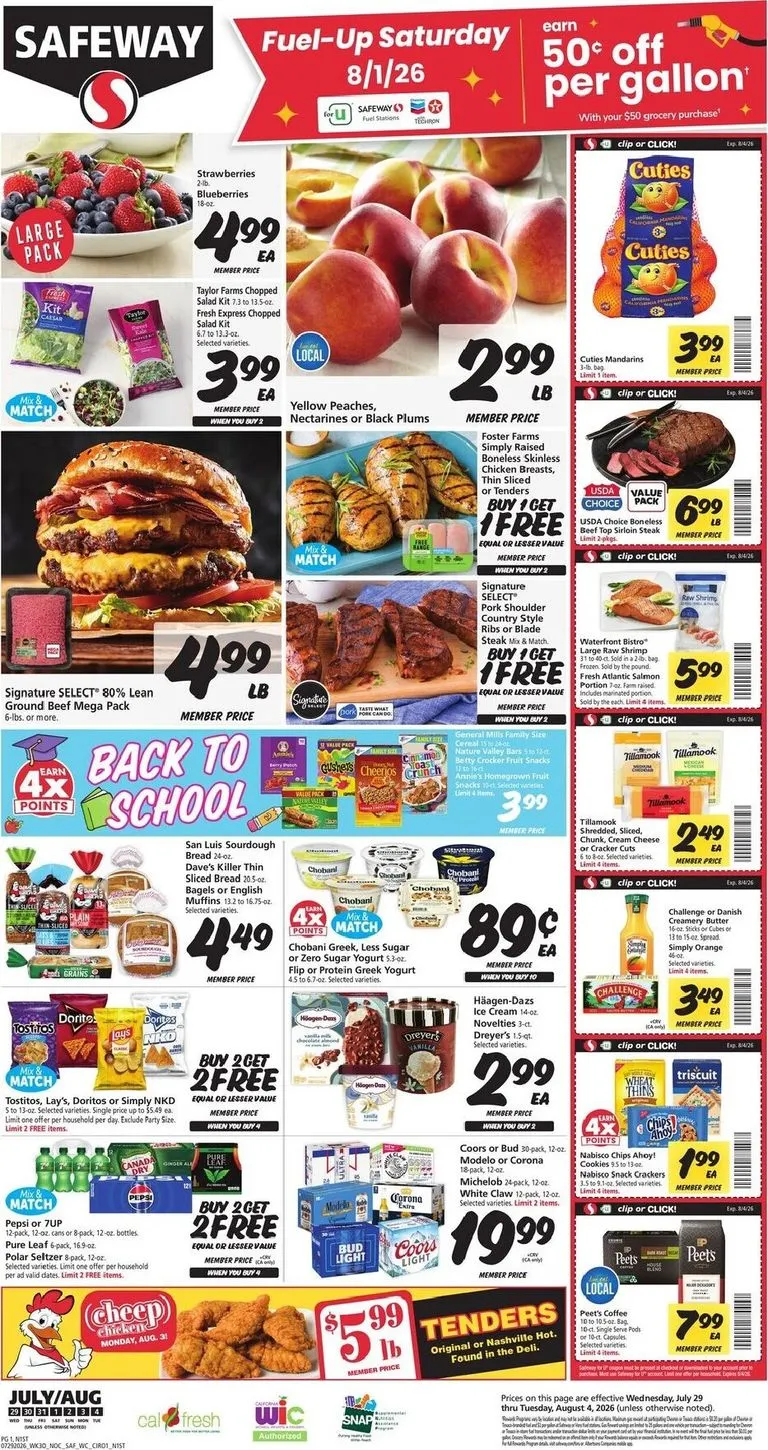 Weekly ad SAFEWAY Fuel-Up Saturday from July 29 to August 4 2026 - Page 1