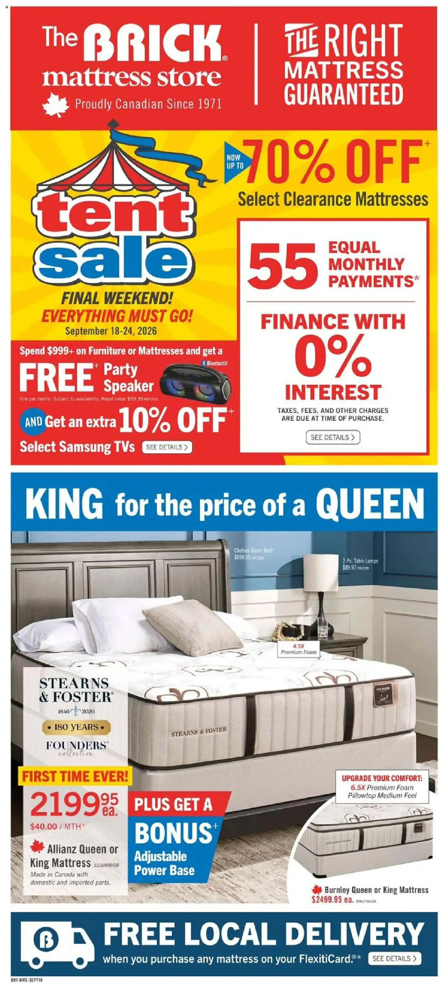 The Brick - Brick Mattress Store from Sep 18, 2026 > weekly specials & deals from September 18 to September 24 2026 - flyer page 1