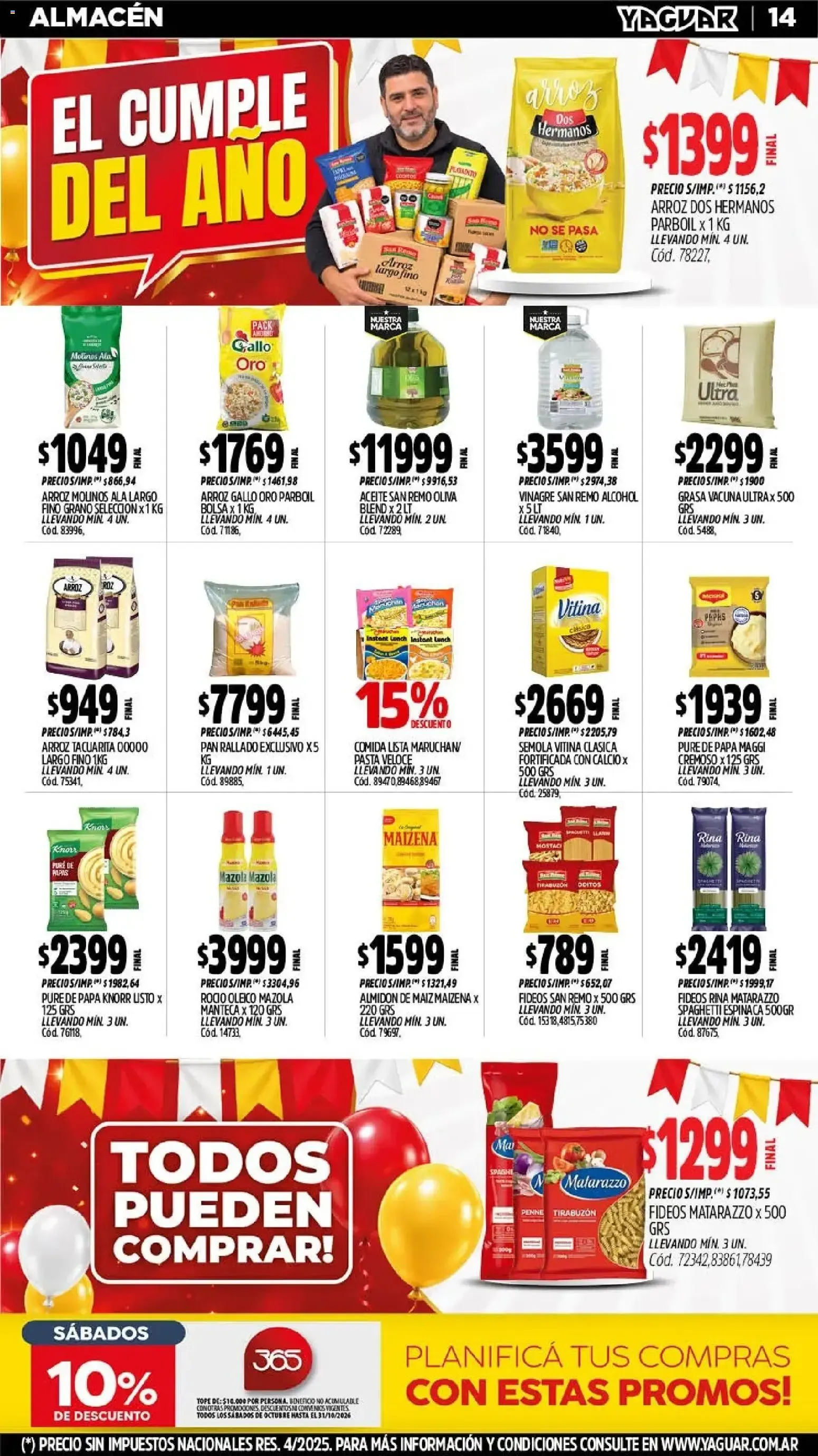 Ofertas de El Cumple del Año Mayorista Yaguar 5 de octubre al 11 de octubre 2026 - Página 12 del catálogo