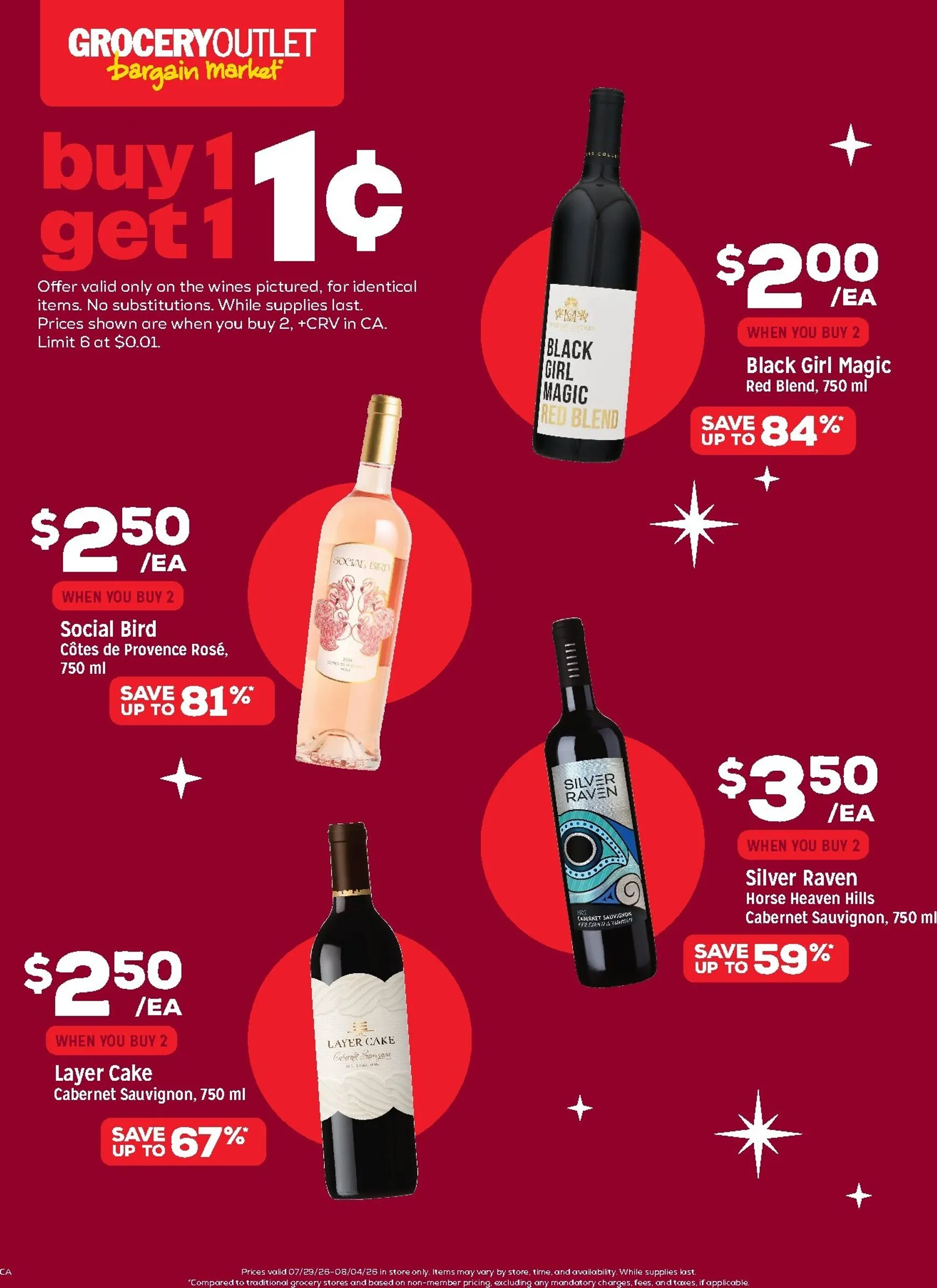 Current Grocery Outlet leaflet valid from Wednesday 07/29/2026 to Tuesday 08/04/2026