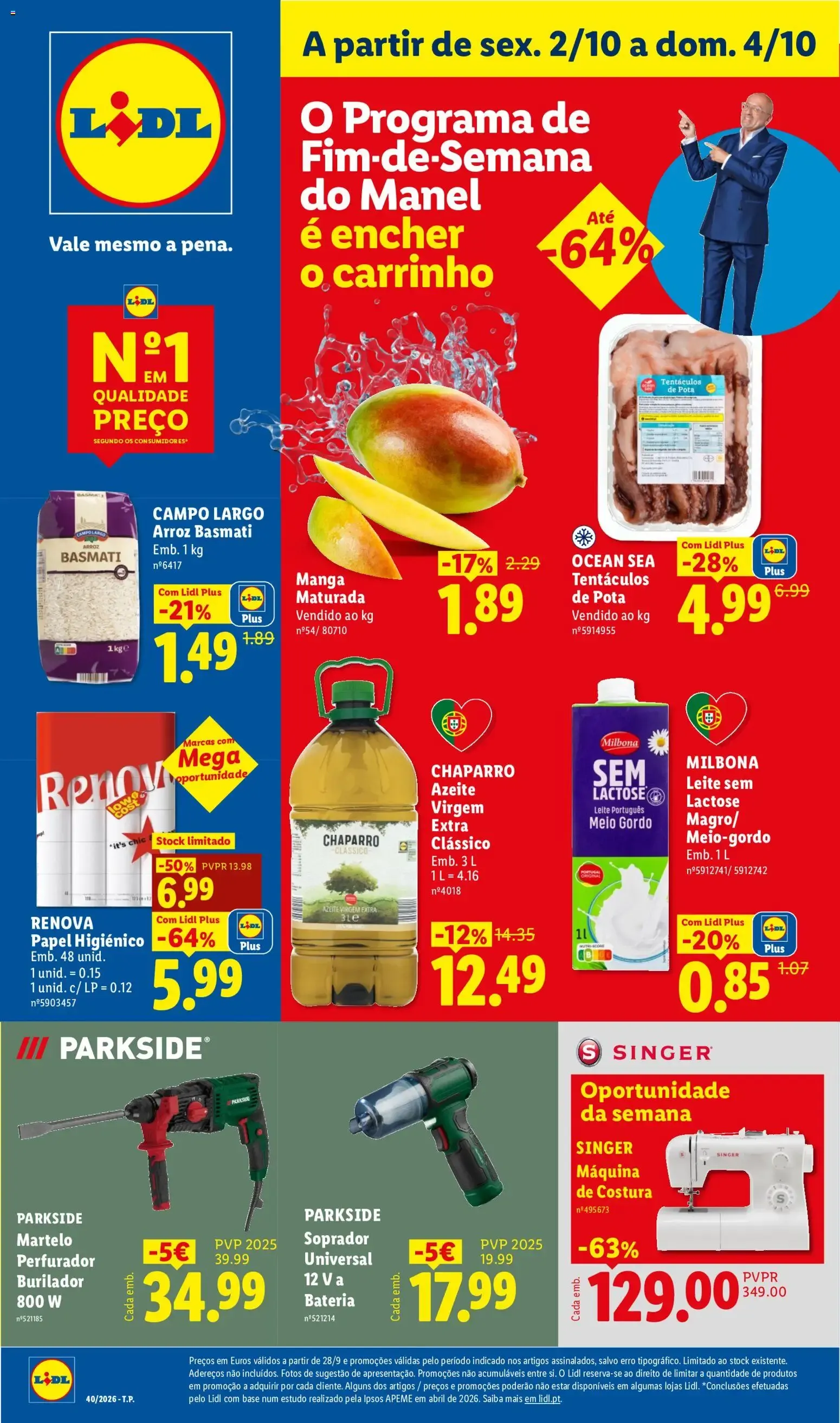 Folheto Lidl: O Programa de Fim-de-Semana do Manel, de 2 a 4 de Outubro de 2 de outubro até 4 de outubro 2026 - Pagina 1