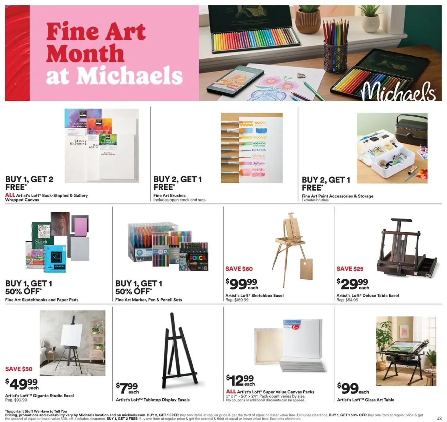 Fine Art Month at Michaels from August 23 to August 29 2026 - flyer page 1