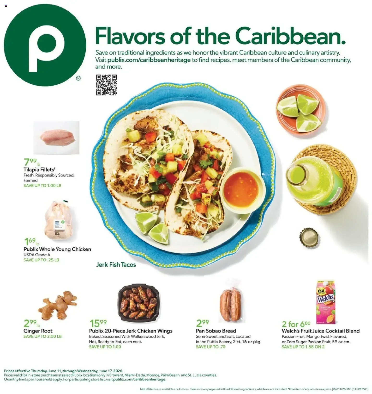 Weekly promotion Publix: Flavors of the Caribbean spanning from June 11 to June 17 2026 - Page 1 for Catalogue 365
