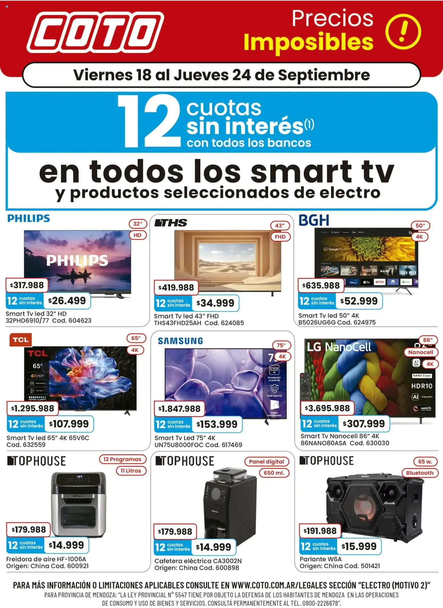 Ofertas de Coto - Precios Imposibles en Smart TVs y Electrónica 18 de septiembre al 24 de septiembre 2026 - Página 1 del catálogo