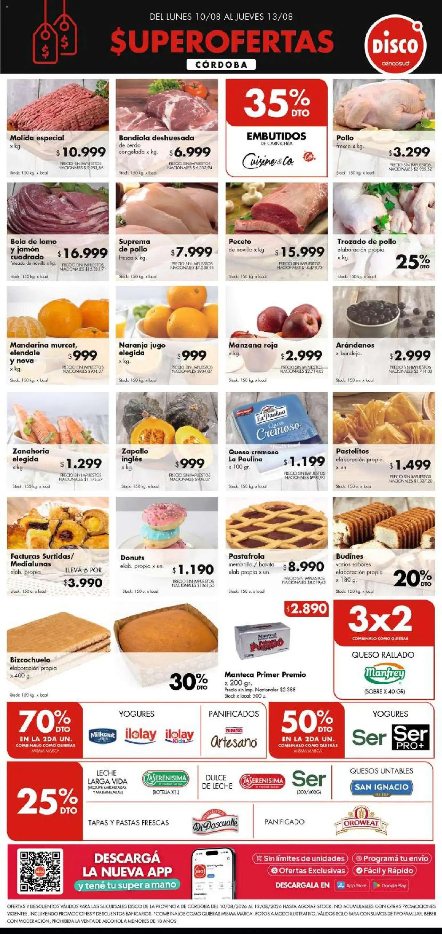 Ofertas de Disco Super Ofertas Córdoba 10 de agosto al 13 de agosto 2026 - Página 1 del catálogo