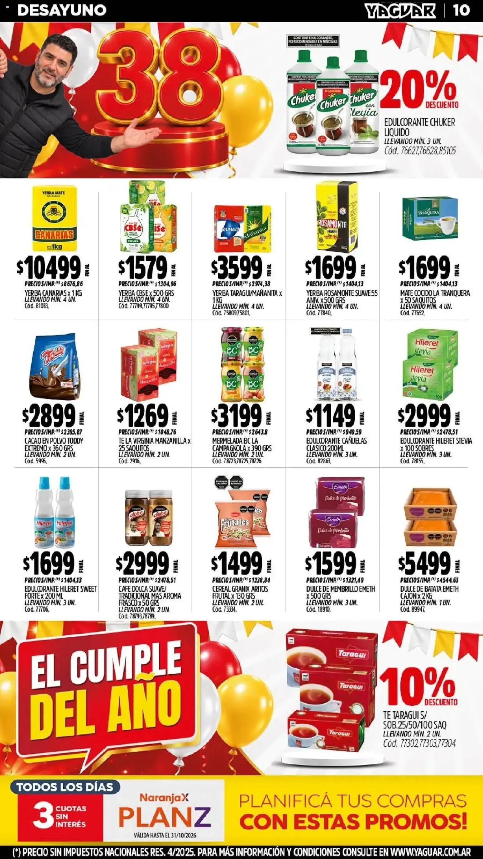 Ofertas de Mayorista Yaguar - El Cumple del Año 38 19 de octubre al 25 de octubre 2026 - Página 11 del catálogo