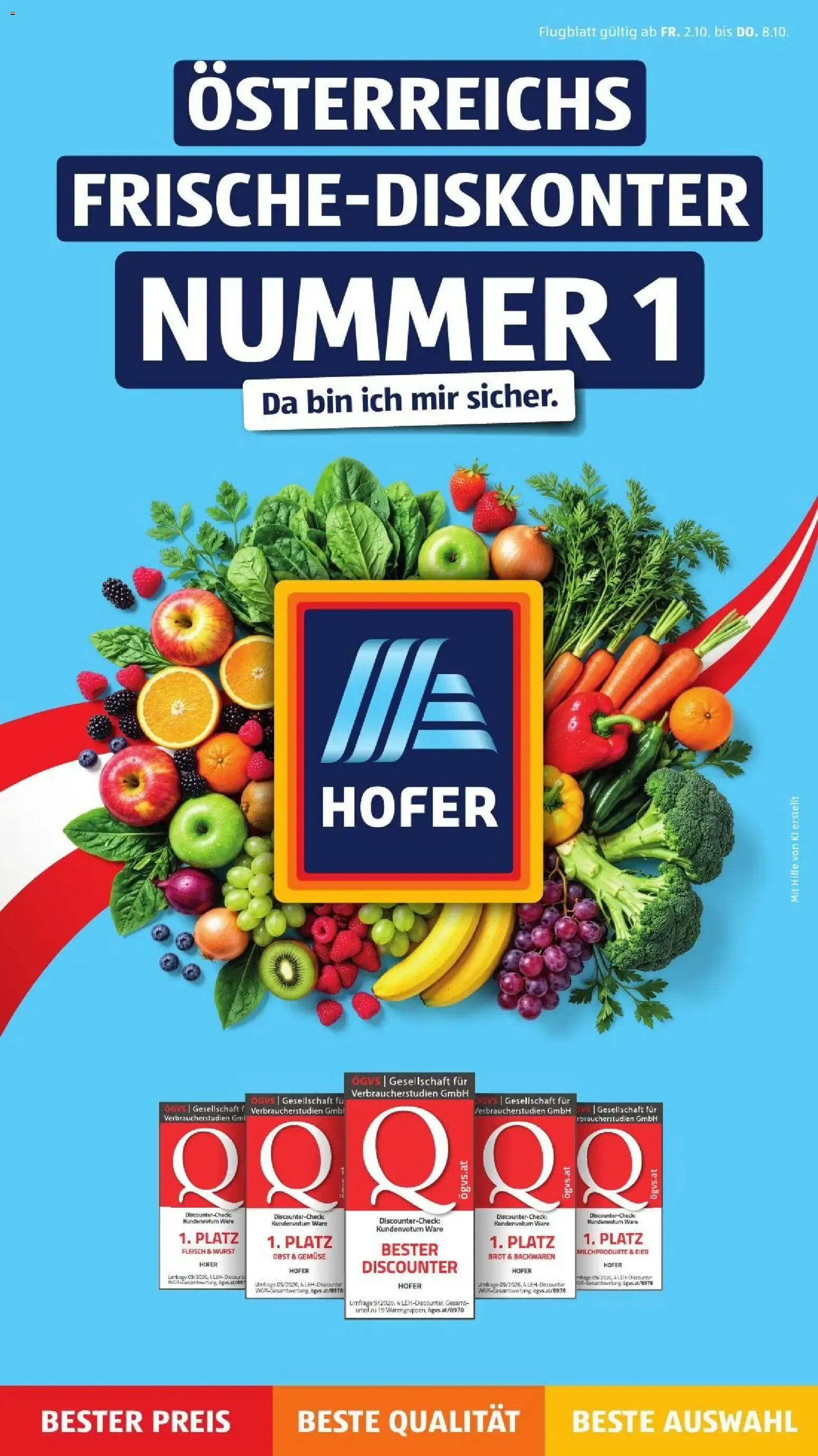 ÖSTERREICHS FRISCHE-DISKONTER NUMMER 1 von 2. Oktober bis 8. Oktober 2026 - Flugblätt seite  1