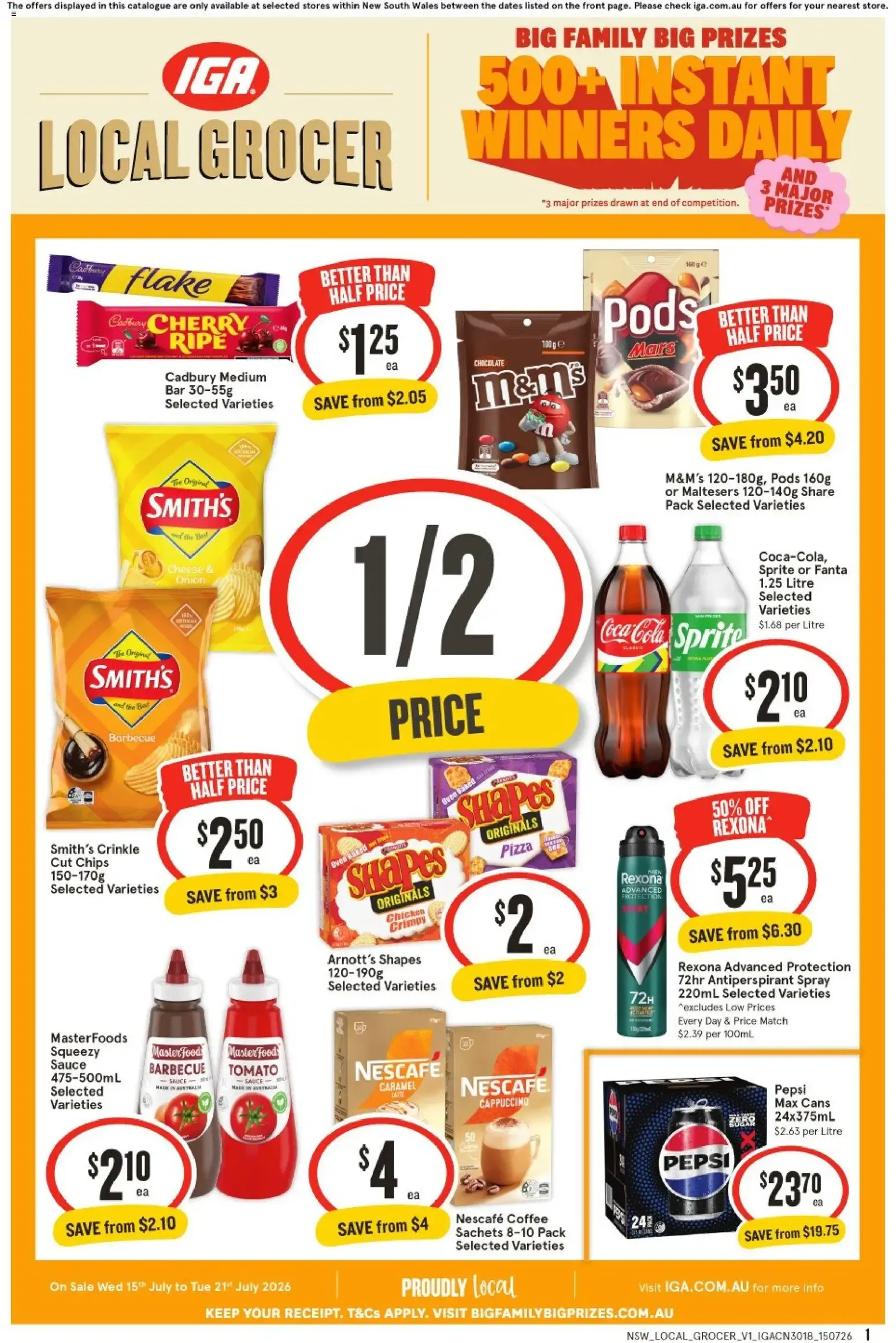 IGA Local Grocer - Big Family Big Prizes - Catalogue valid from 15 July to 21 July 2026 - page 1