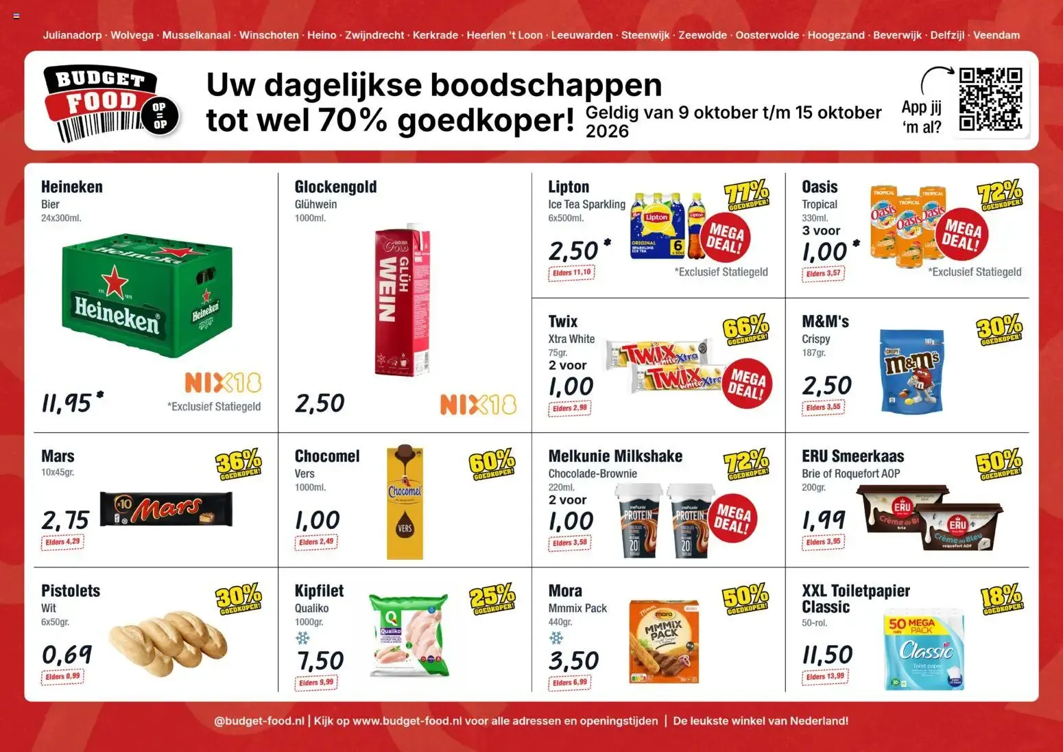 Budget Food: Uw dagelijkse boodschappen tot wel 70% goedkoper! van 9 oktober tot 15 oktober 2026 - Folder pagina 1