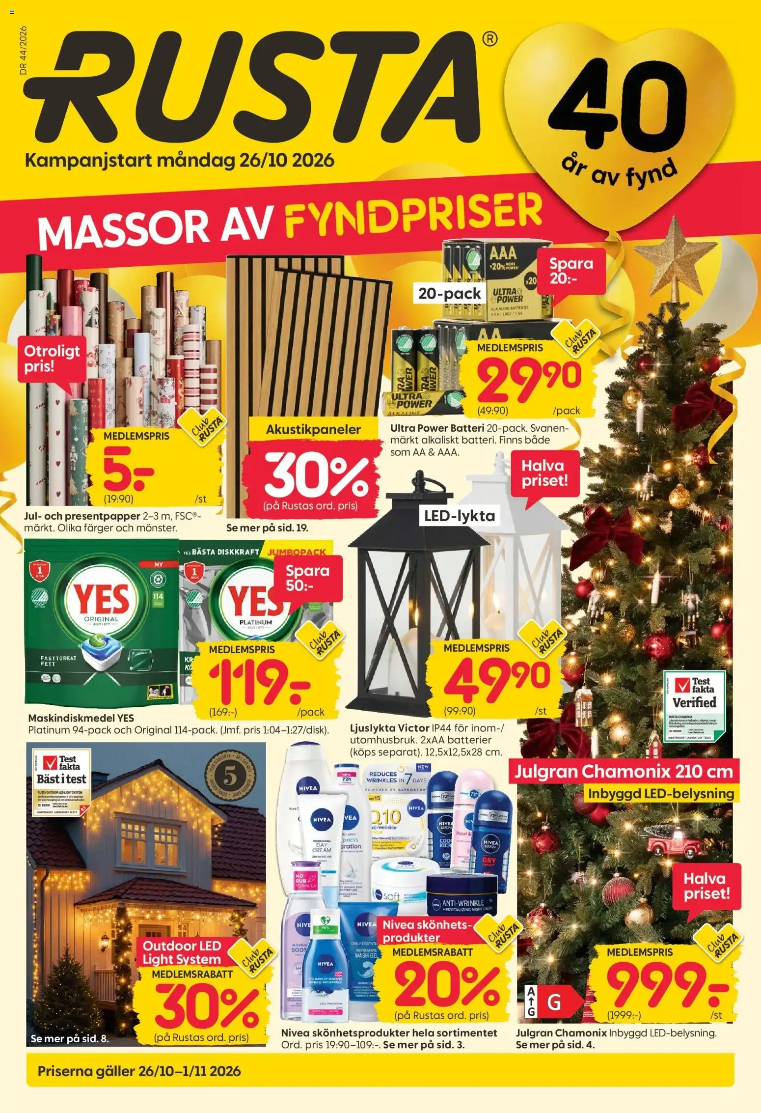 Rusta erbjudanden från 26/10/2026 - 01/11/2026 > Reklamblad nuvarande rabatter från 26 oktober till 1 november 2026 - Reklamblad sidor 1