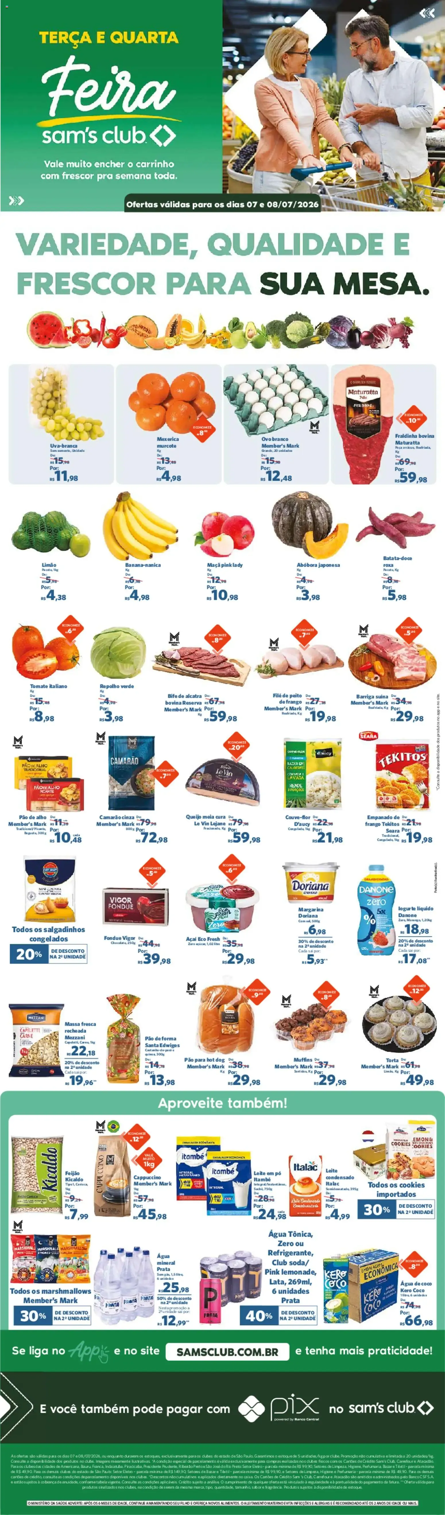 Encarte de Feira Sam's Club: Variedad, Calidad y Frescor para tu mesa 7 de julho até 8 de julho 2026 - Pagina 1