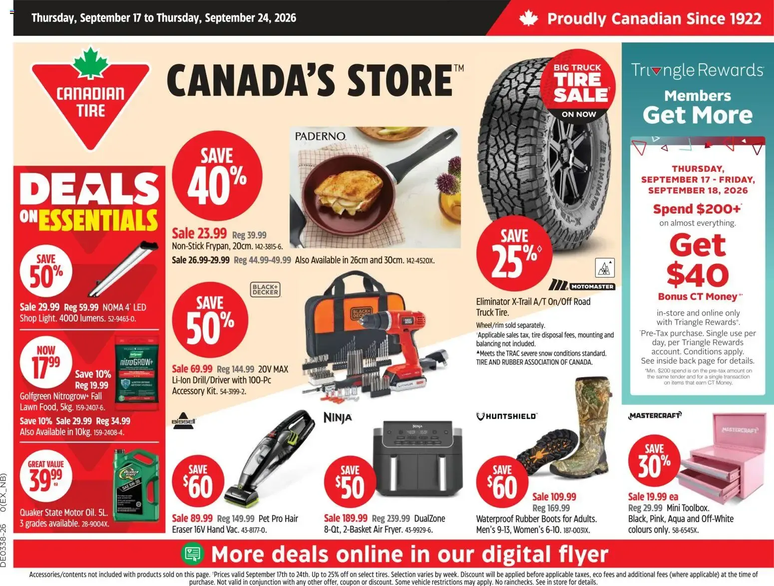 Canadian Tire weekly flyer from Sep 17, 2026 > weekly specials & deals from September 17 to September 24 2026 - flyer page 1