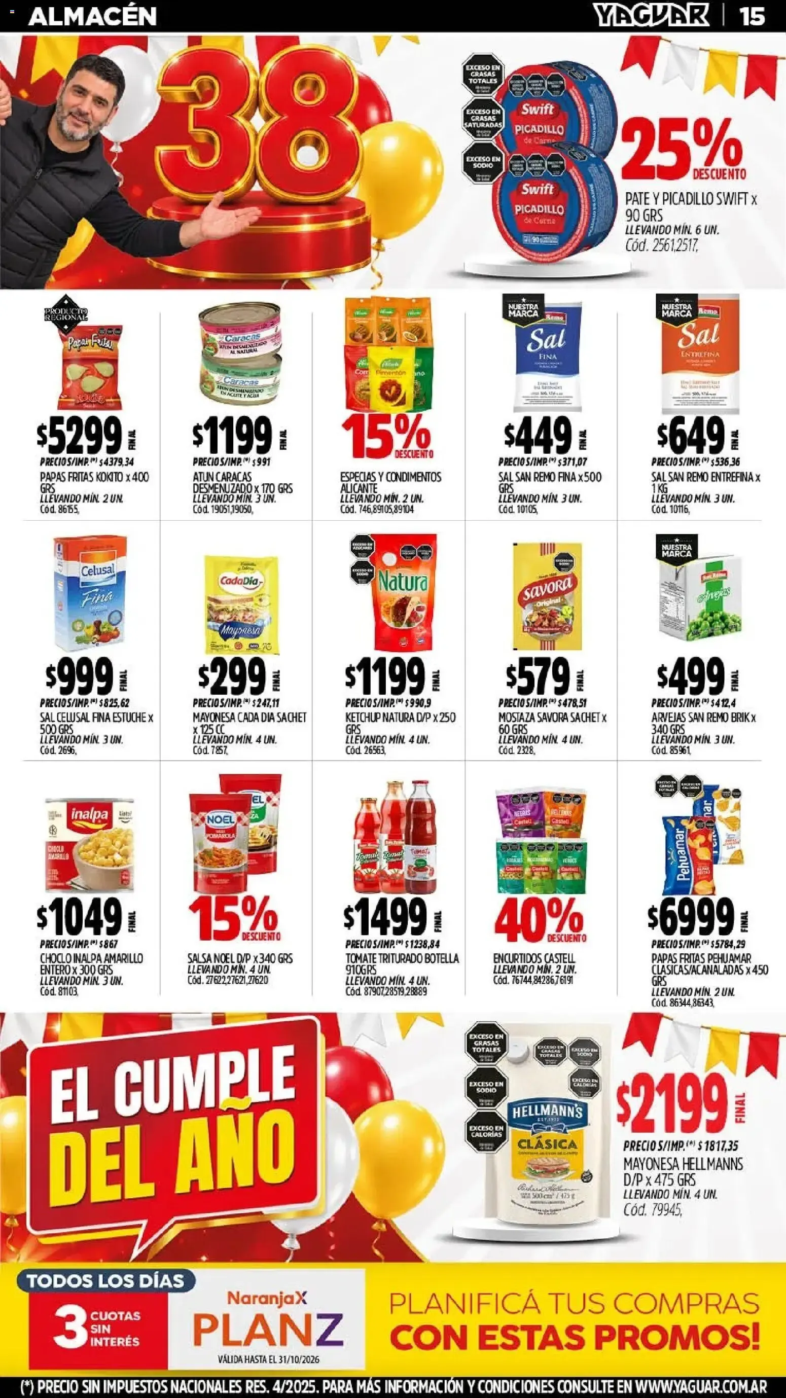 Ofertas de Mayorista Yaguar - El Cumple del Año 38 - Oferta Semanal Trelew 5 de octubre al 11 de octubre 2026 - Página 13 del catálogo