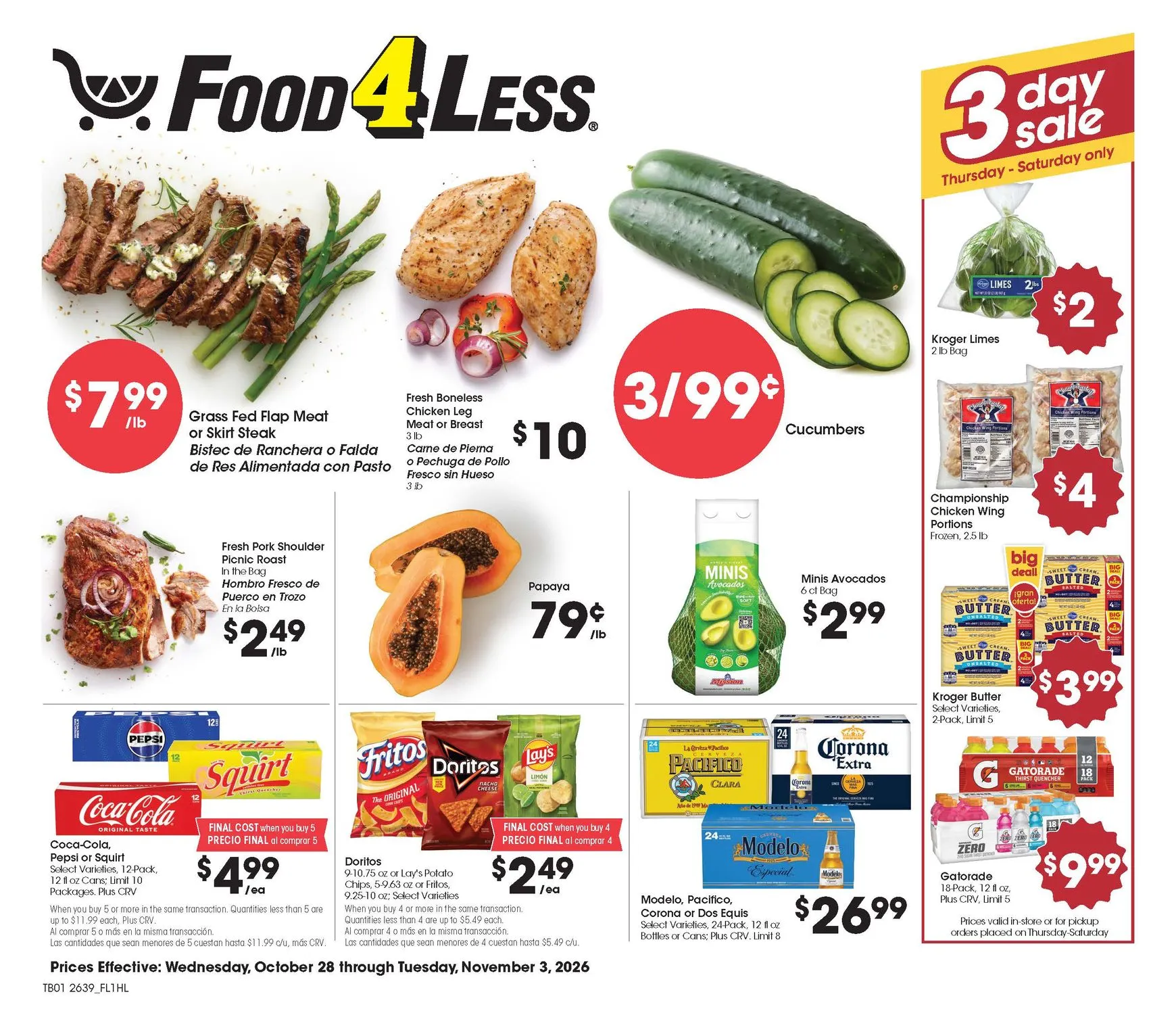 Future Food 4 Less flyer valid from Wednesday 10/28/2026 to Tuesday 11/03/2026