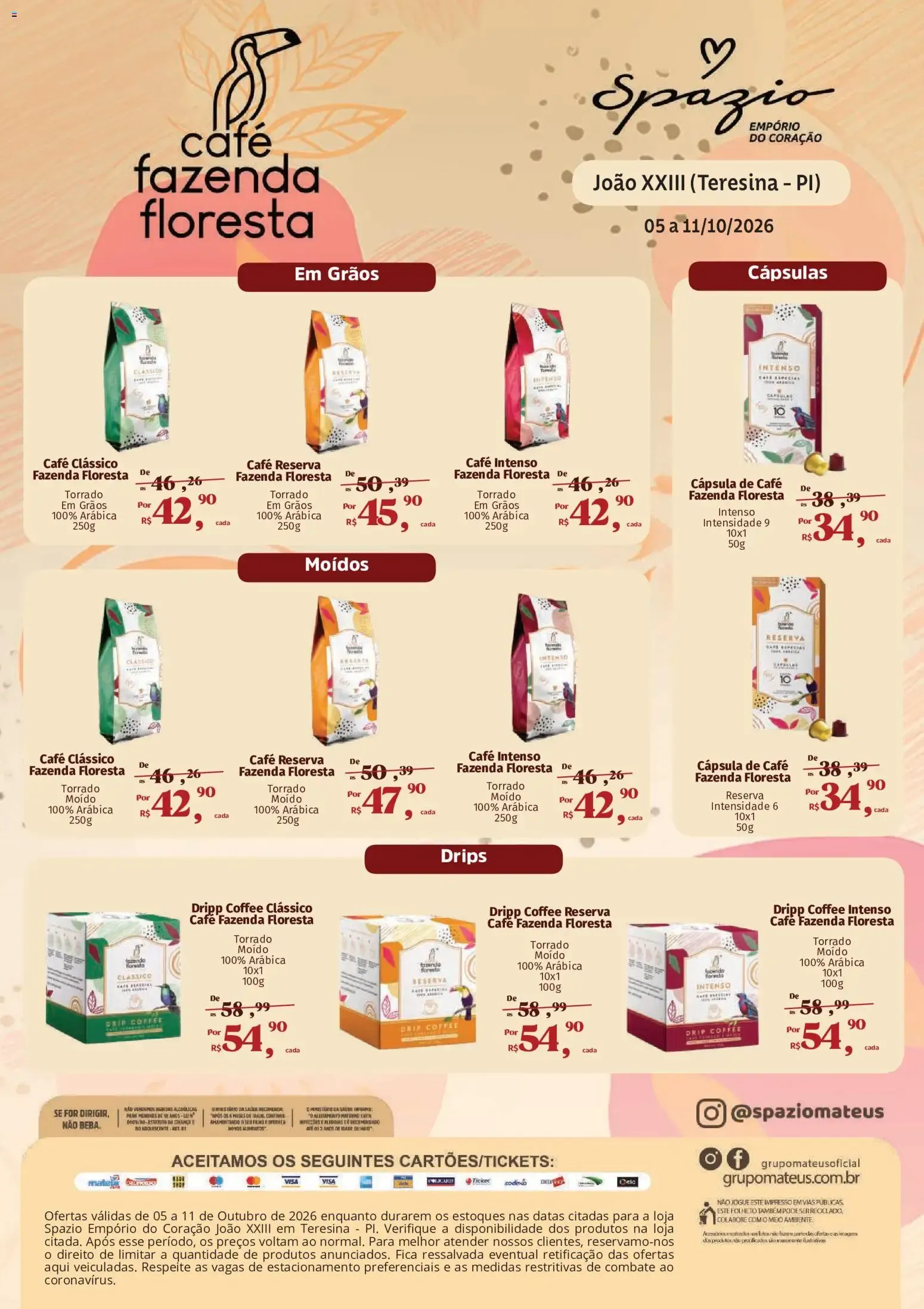 Encarte de Mateus ofertas Cafe Fazenda Floresta de 05/10/2026 | Promoções Online 5 de outubro até 11 de outubro 2026 - Pagina 1