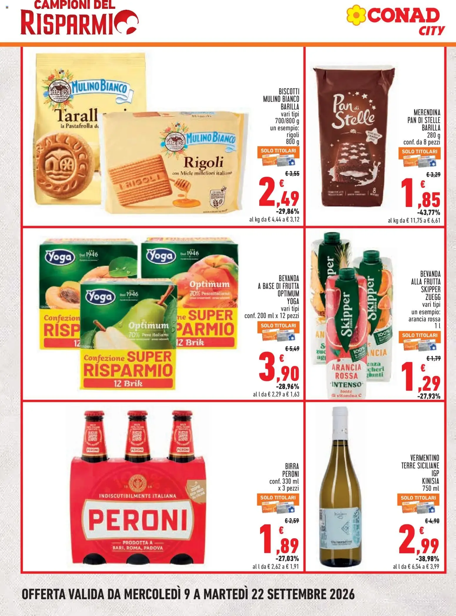 Volantino Conad City - Campioni del Risparmio da 9 settembre a 22 settembre di 2026 - Pagina del volantino 4