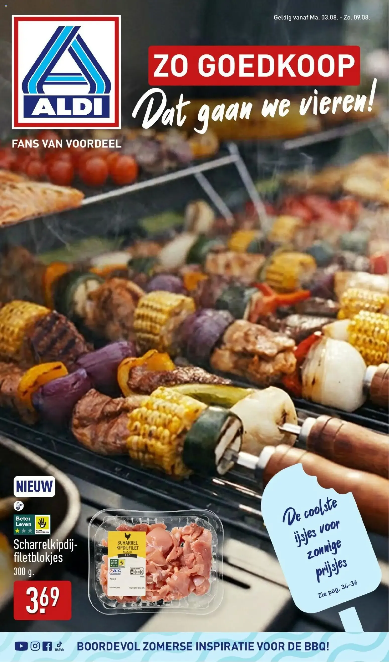 Aldi: ¡Qué Barato, Vamos a Celebrar! Boordevol Zomerse Inspiratie para BBQ van 3 augustus tot 9 augustus 2026 - Folder pagina 1