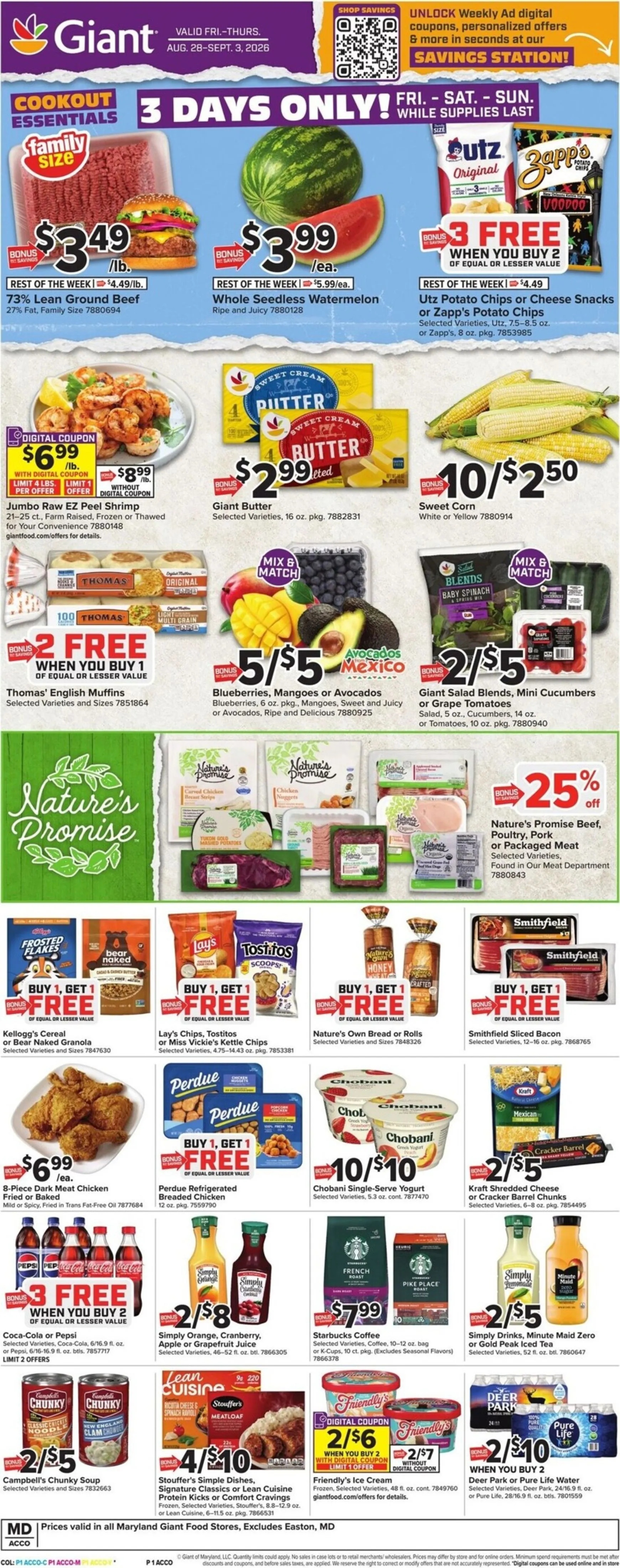 Weekly ad Current Giant leaflet valid from Friday 08/28/2026 to Thursday 09/03/2026 from August 28 to September 3 2026 - Page 1