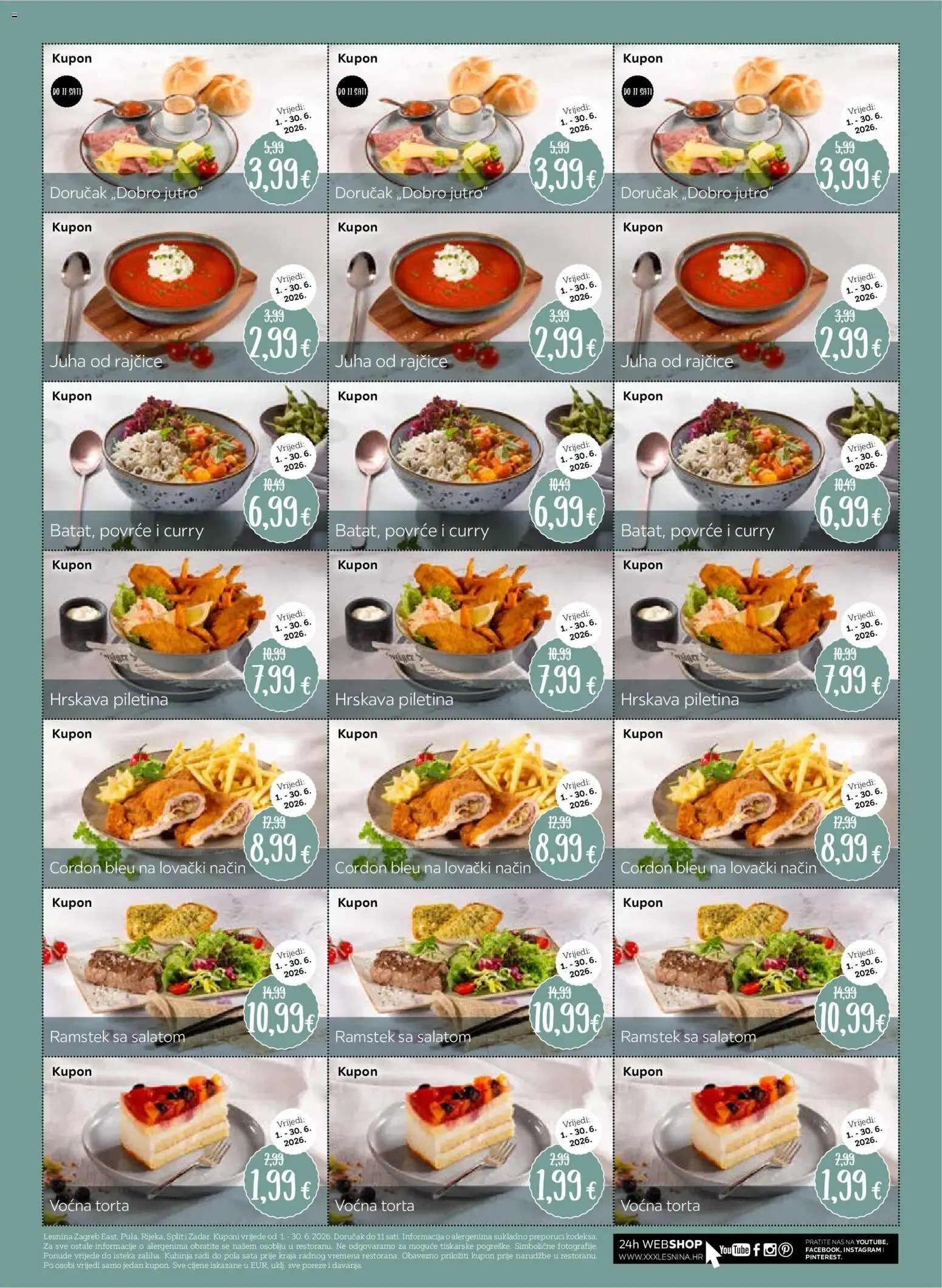Katalog Lesnina Kuponi za restoran novi od 01.06.2026 na listanje > letak digitalni od 1. lipnja do 30. lipnja 2026. - Pregled Stranica 1