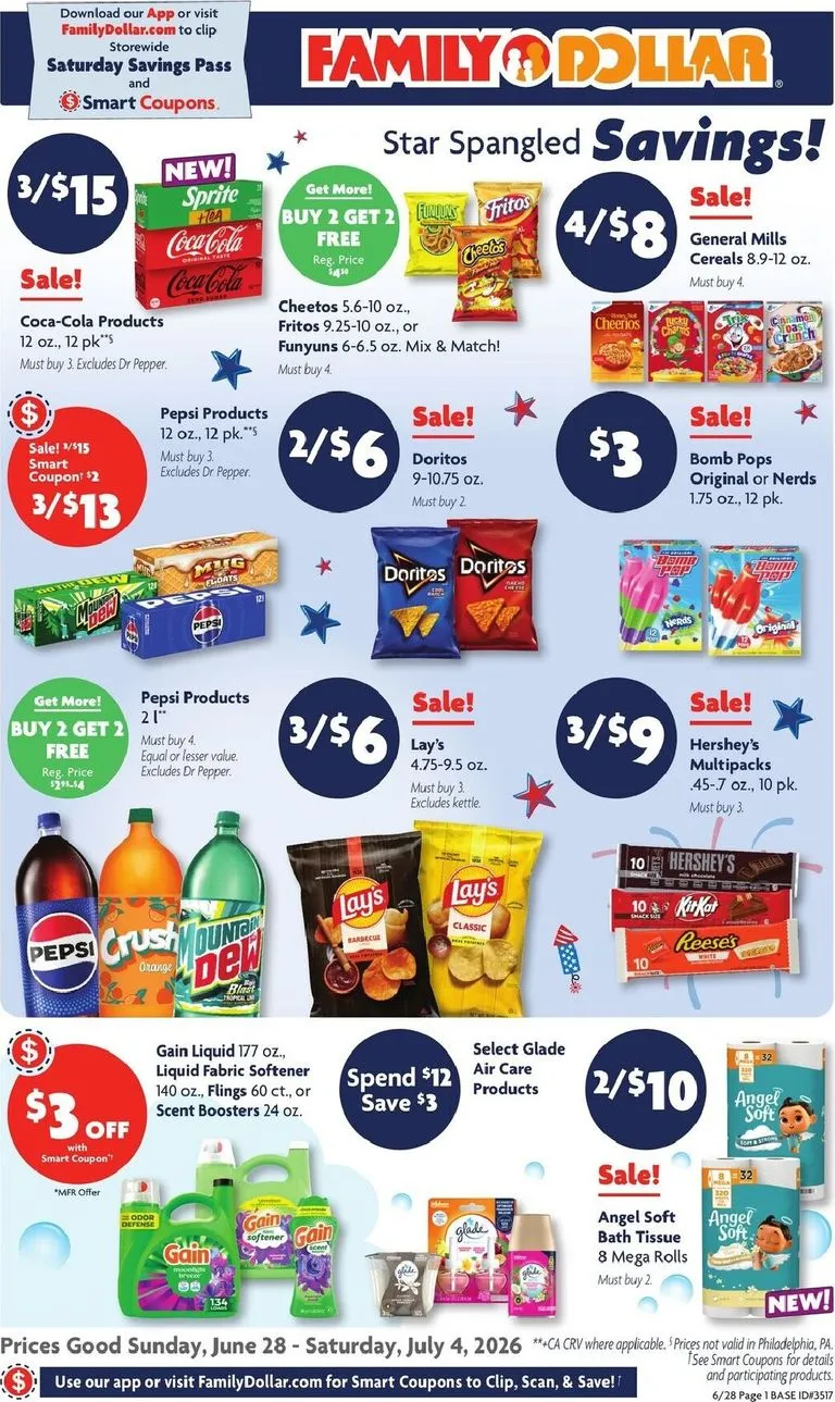 Weekly ad Current Family Dollar - Savings leaflet valid from Sunday 06/28/2026 to Saturday 07/04/2026 from June 28 to July 4 2026 - Page 1