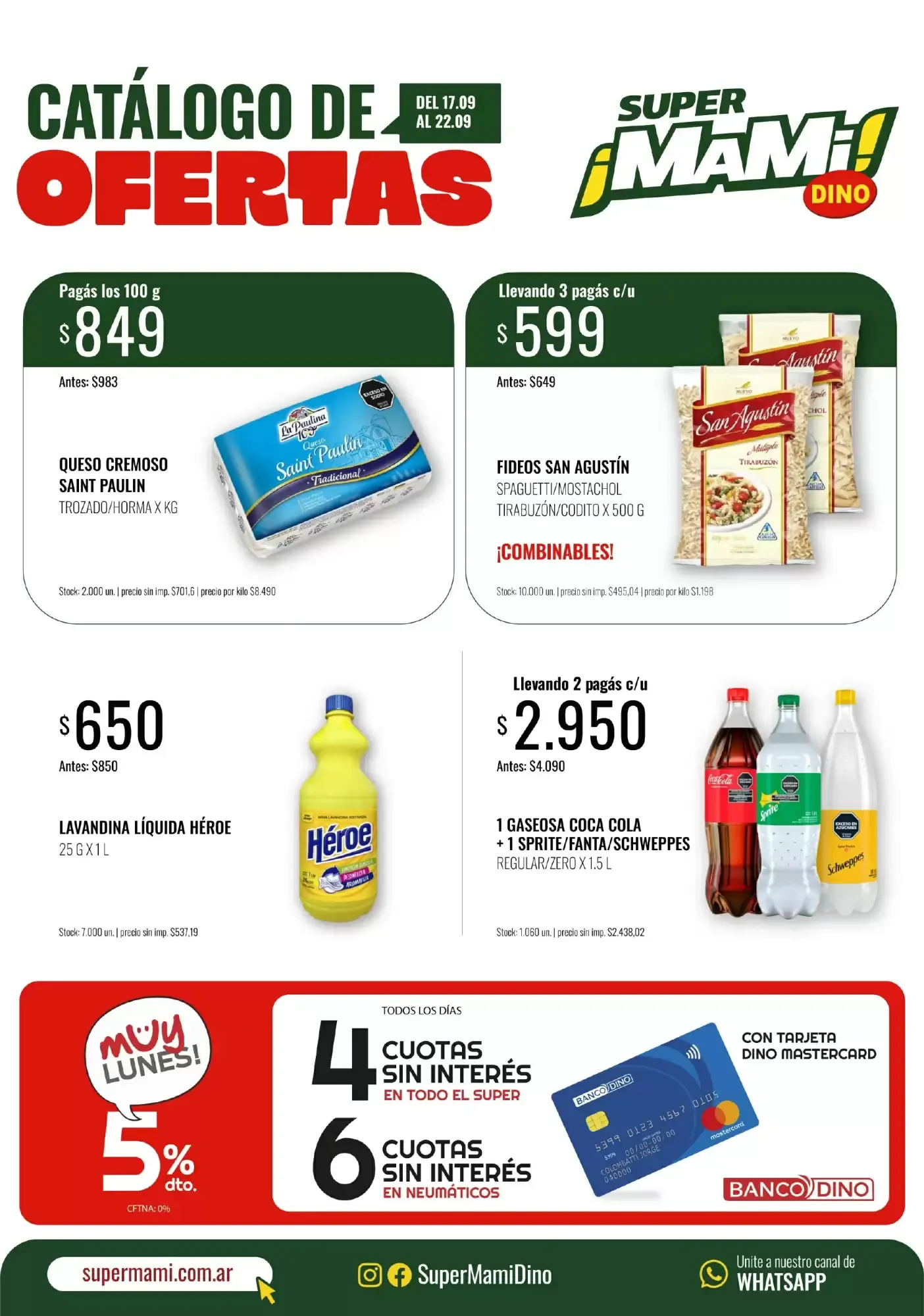 Ofertas de Catálogo de Ofertas Super Mami Dino 17 de septiembre al 22 de septiembre 2026 - Página 1 del catálogo