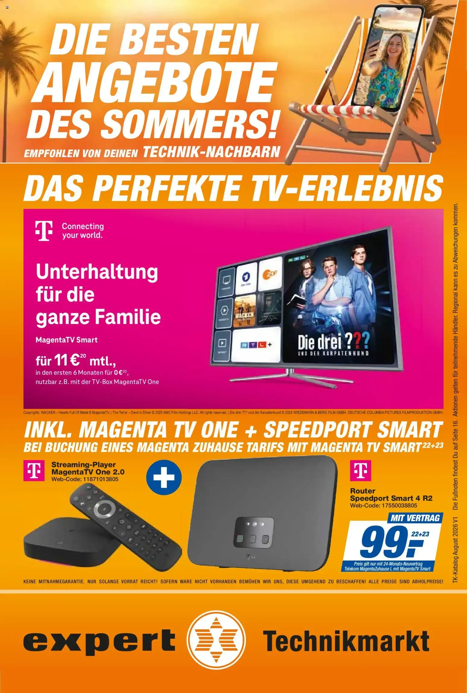 Expert Technikmarkt - Die besten Angebote des Sommers: Das perfekte TV-Erlebnis von 1. August bis 31. August 2026 - Prospekt seite 1