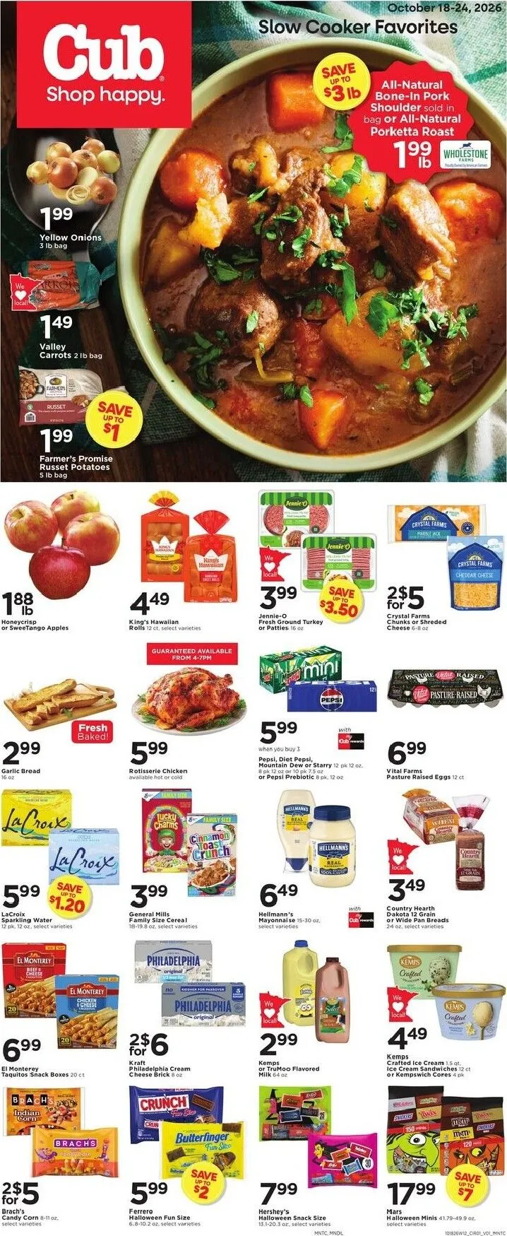 Weekly promotion Cub - Slow Cooker Favorites spanning from October 18 to October 24 2026 - Page 1 for Catalogue 365