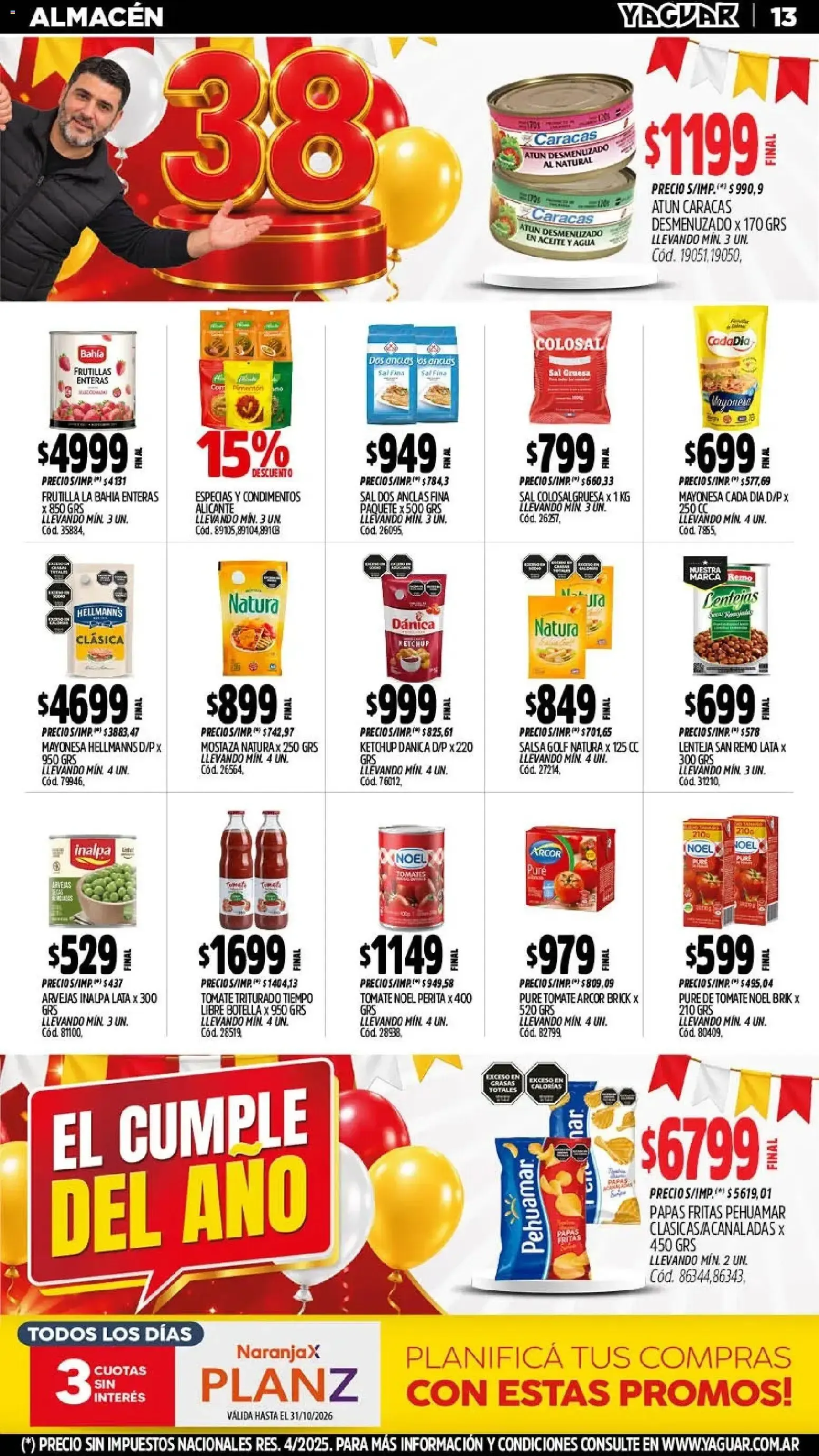 Ofertas de Mayorista Yaguar - El Cumple del Año 38 19 de octubre al 24 de octubre 2026 - Página 14 del catálogo