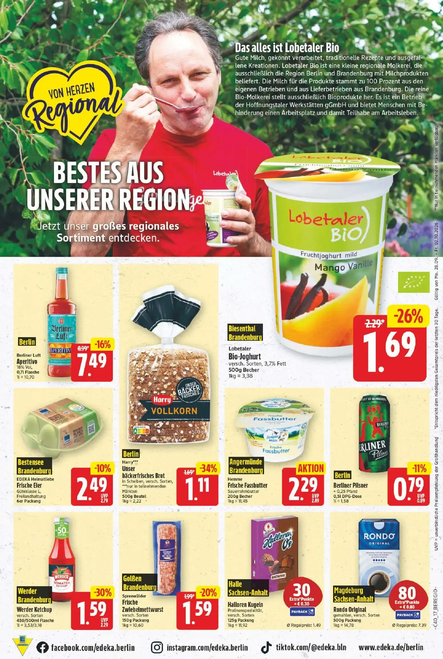 EDEKA Center - 20% Rabatt auf EDEKA Bio Milch-, Joghurt- und Quarkartikel von 28. September bis 2. Oktober 2026 - Prospekt seite 17
