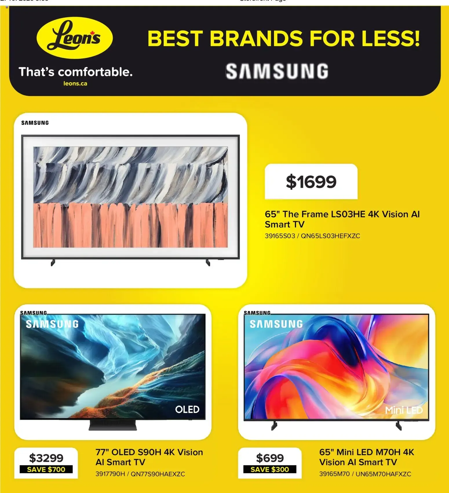 Leon's: Samsung TV Offers / Best Brands For Less from October 22 to October 28 2026 - flyer page 1