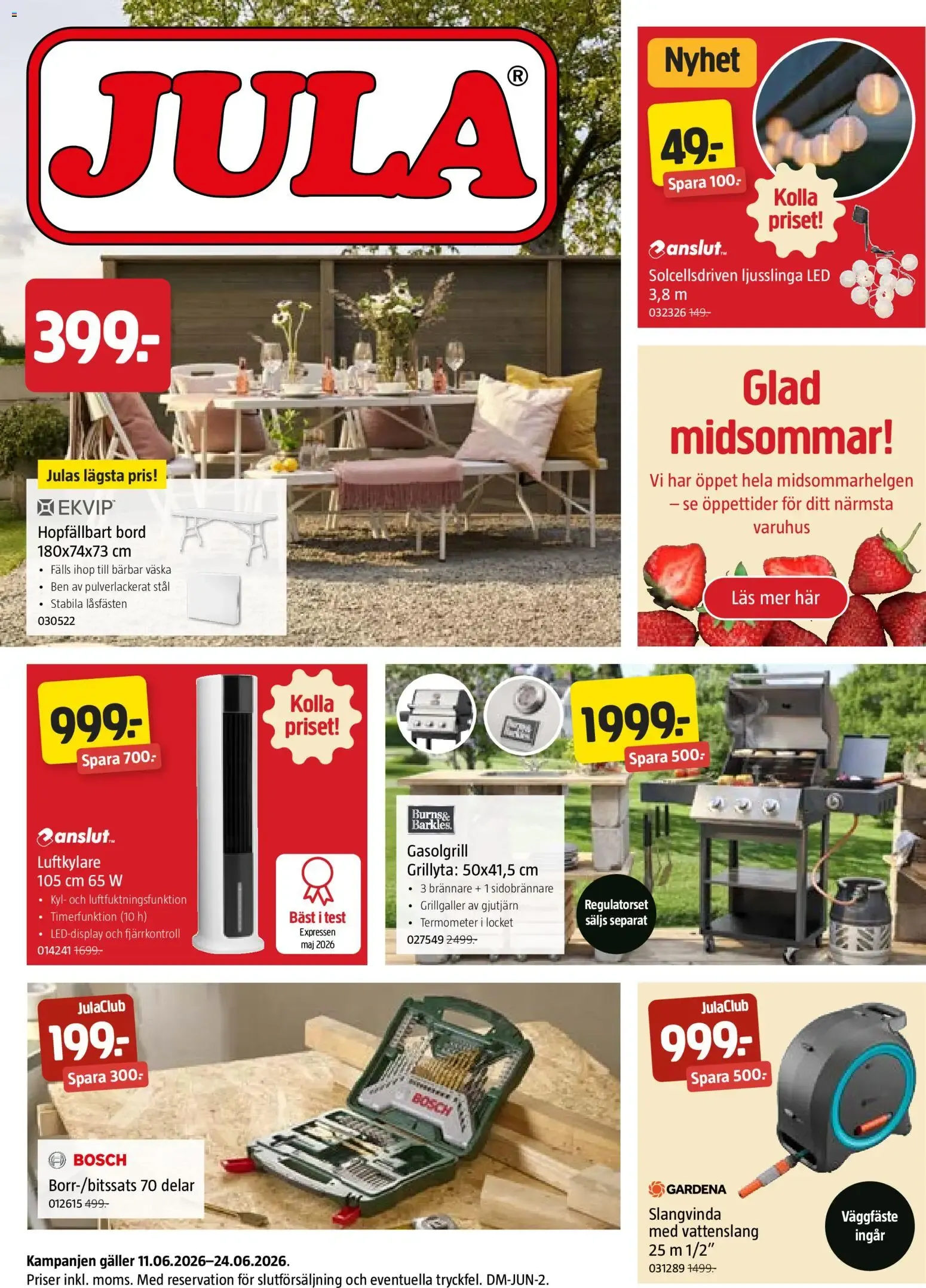 Jula erbjudanden från 11/06/2026 - 24/06/2026 > Reklamblad nuvarande rabatter från 11 juni till 24 juni 2026 - Reklamblad sidor 1