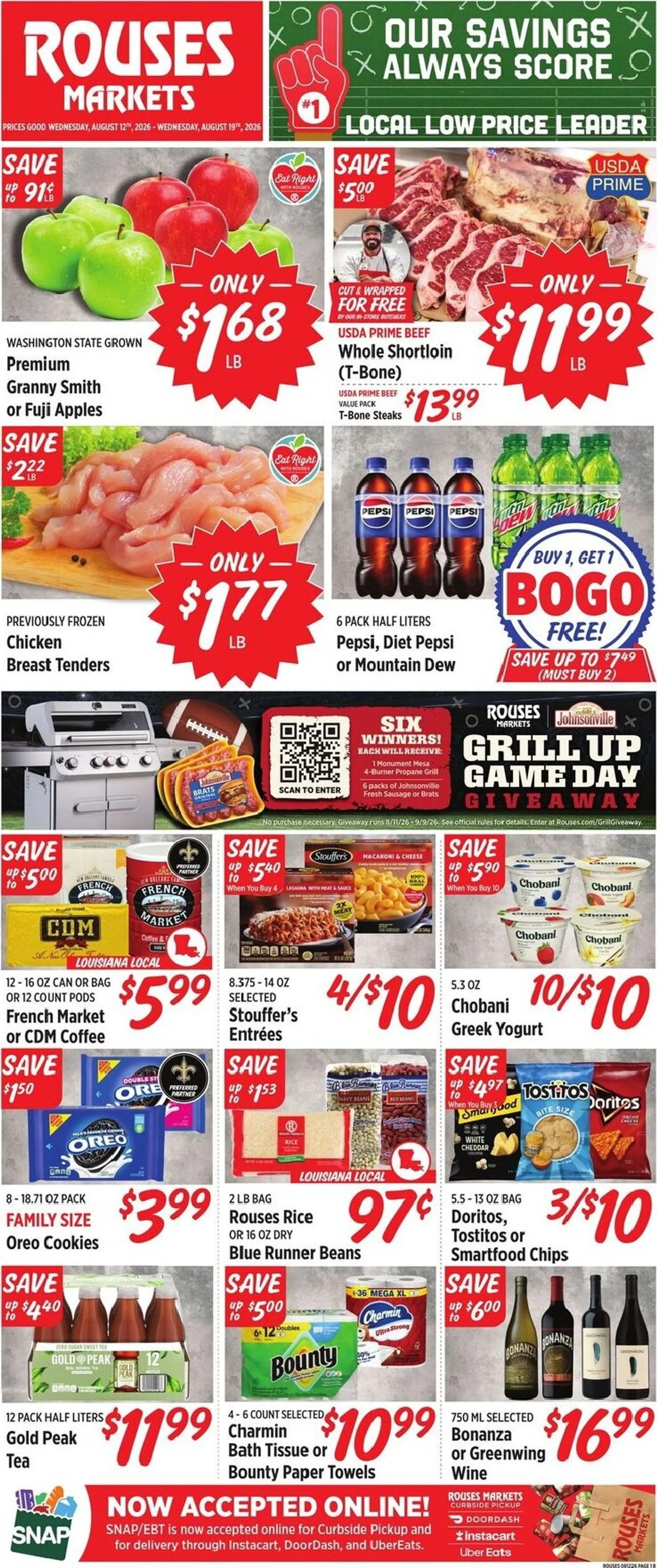 Weekly ad Current Rouses Markets leaflet valid from Wednesday 08/12/2026 to Wednesday 08/19/2026 from August 12 to August 19 2026 - Page 1