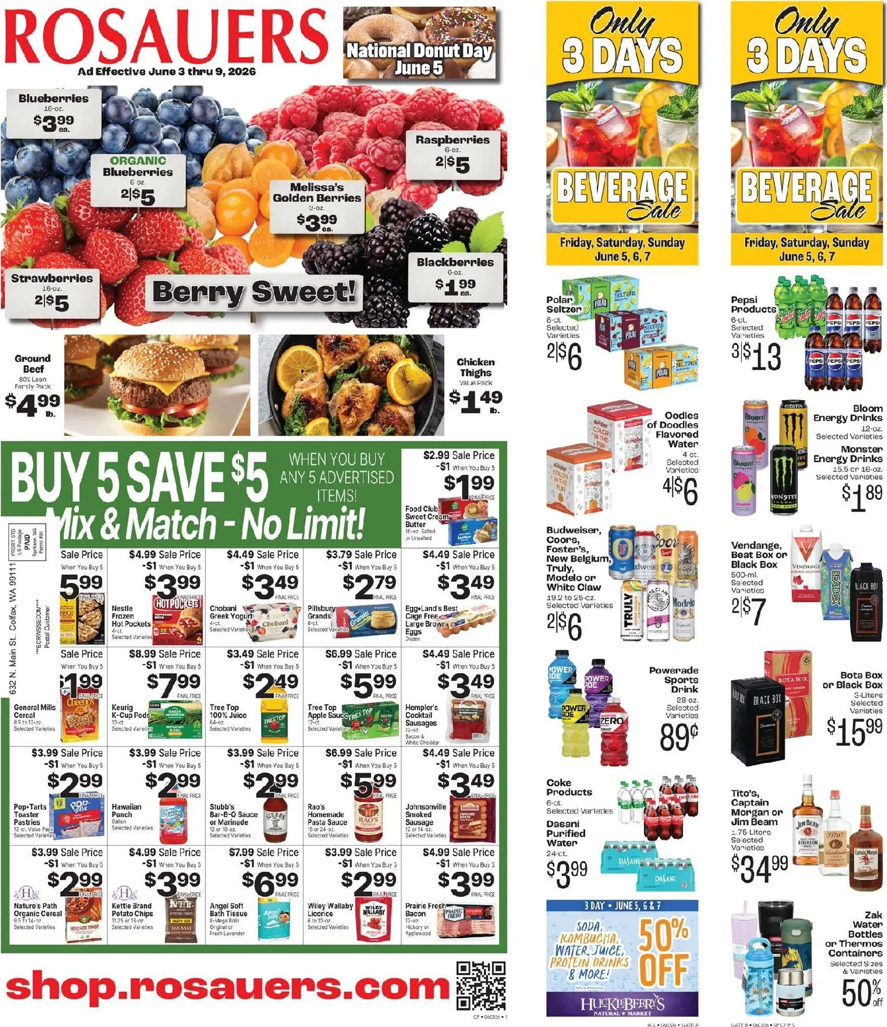 Weekly promotion Current Rosauers leaflet valid from Wednesday 06/03/2026 to Tuesday 06/09/2026 spanning from June 3 to June 9 2026 - Page 1 for Catalogue 365