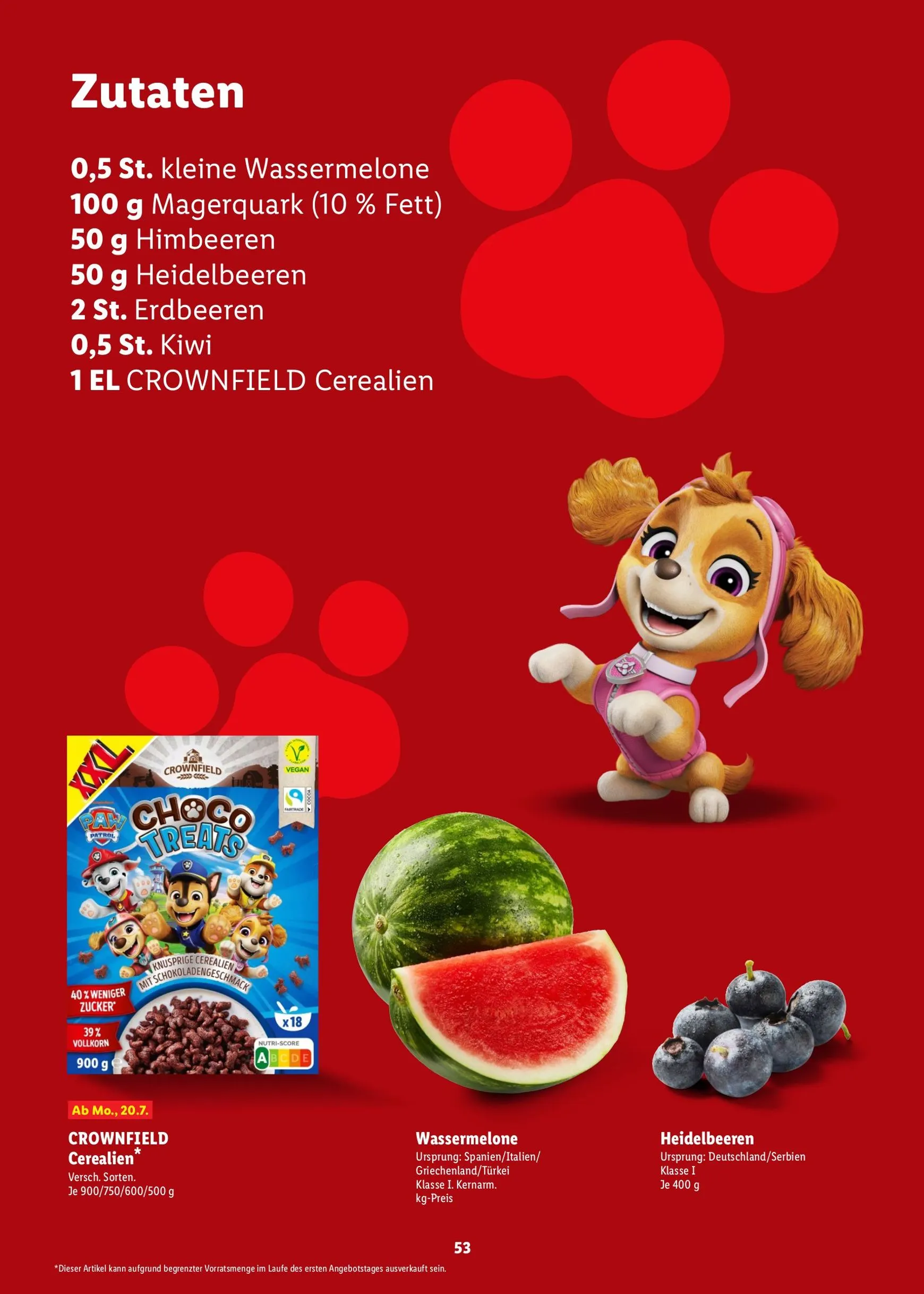 PAW Patrol Rezeptheft von 20. Juli bis 23. August 2026 - Prospekt seite 53