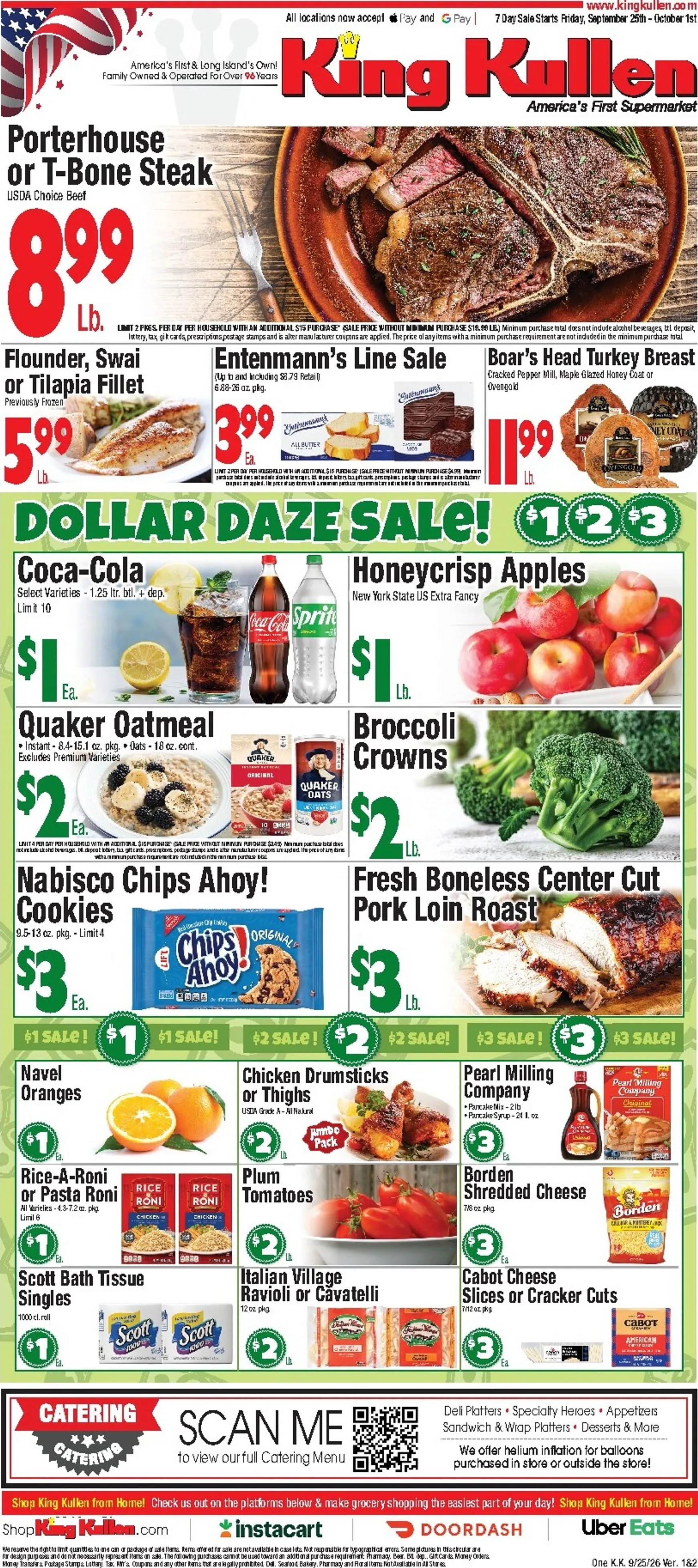 Weekly ad Current King Kullen leaflet valid from Friday 09/25/2026 to Thursday 10/01/2026 from September 25 to October 1 2026 - Page 1