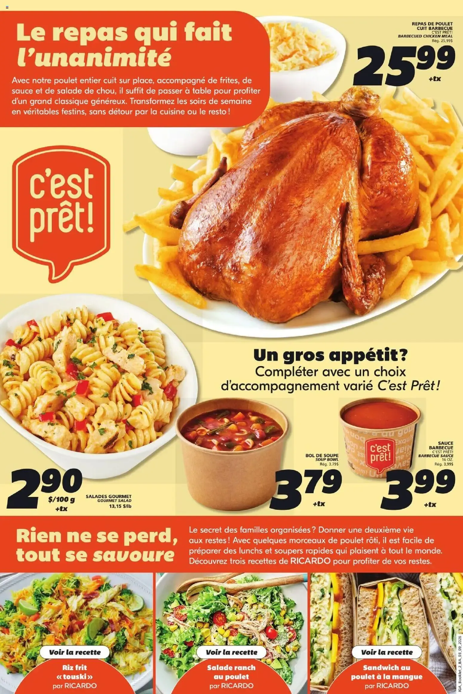 IGA circulaire - Se régaler sans la facture du resto from Aug 27, 2026 > weekly specials & deals from August 27 to September 23 2026 - flyer page 2