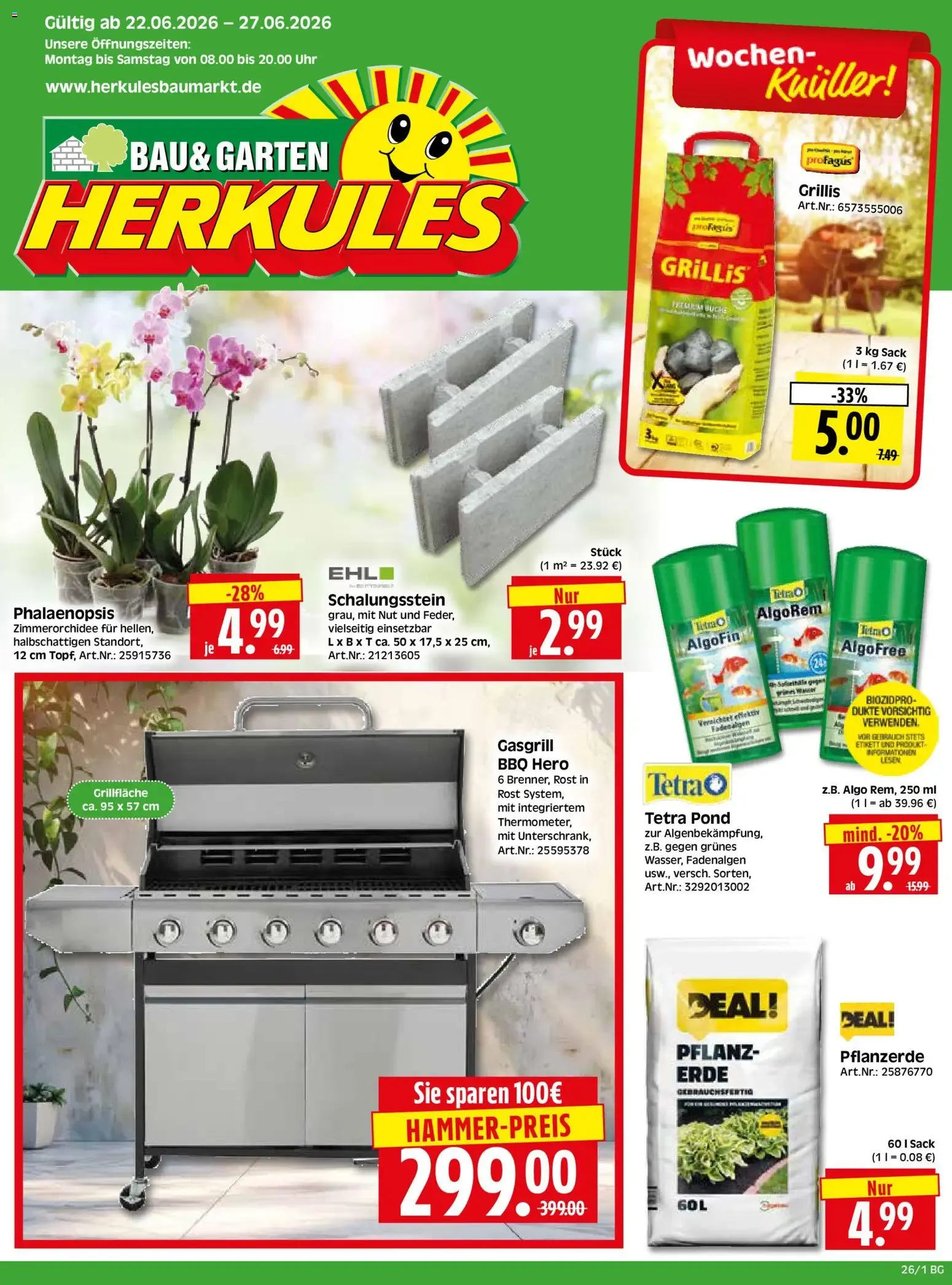 HERKULES Bau & Garten (ab 22.06.2026) zum Blättern von 22. Juni bis 27. Juni 2026 - Prospekt seite 1