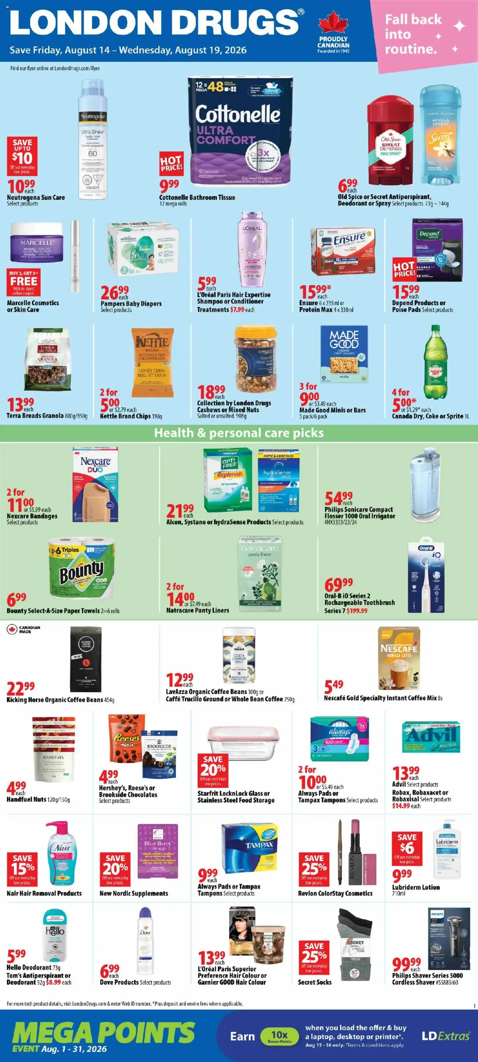 London Drugs weekly flyer / circulaire from Aug 14, 2026 > weekly specials & deals from August 14 to August 19 2026 - flyer page 1