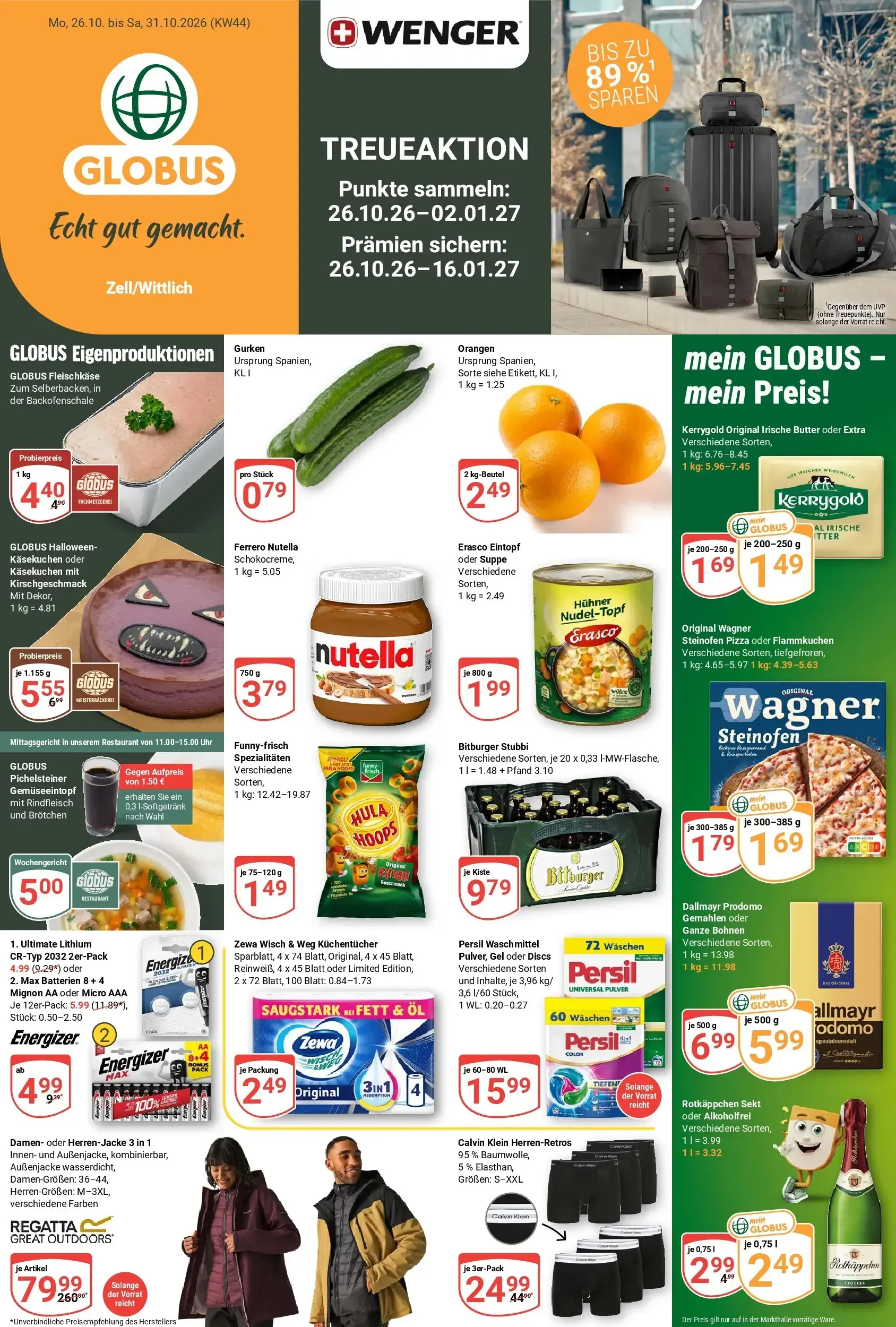 Globus - Zell/Wittlich Prospekt – von Montag 26.10.2026 bis Samstag 31.10.2026 von 26. Oktober bis 31. Oktober 2026 - Prospekt seite 1