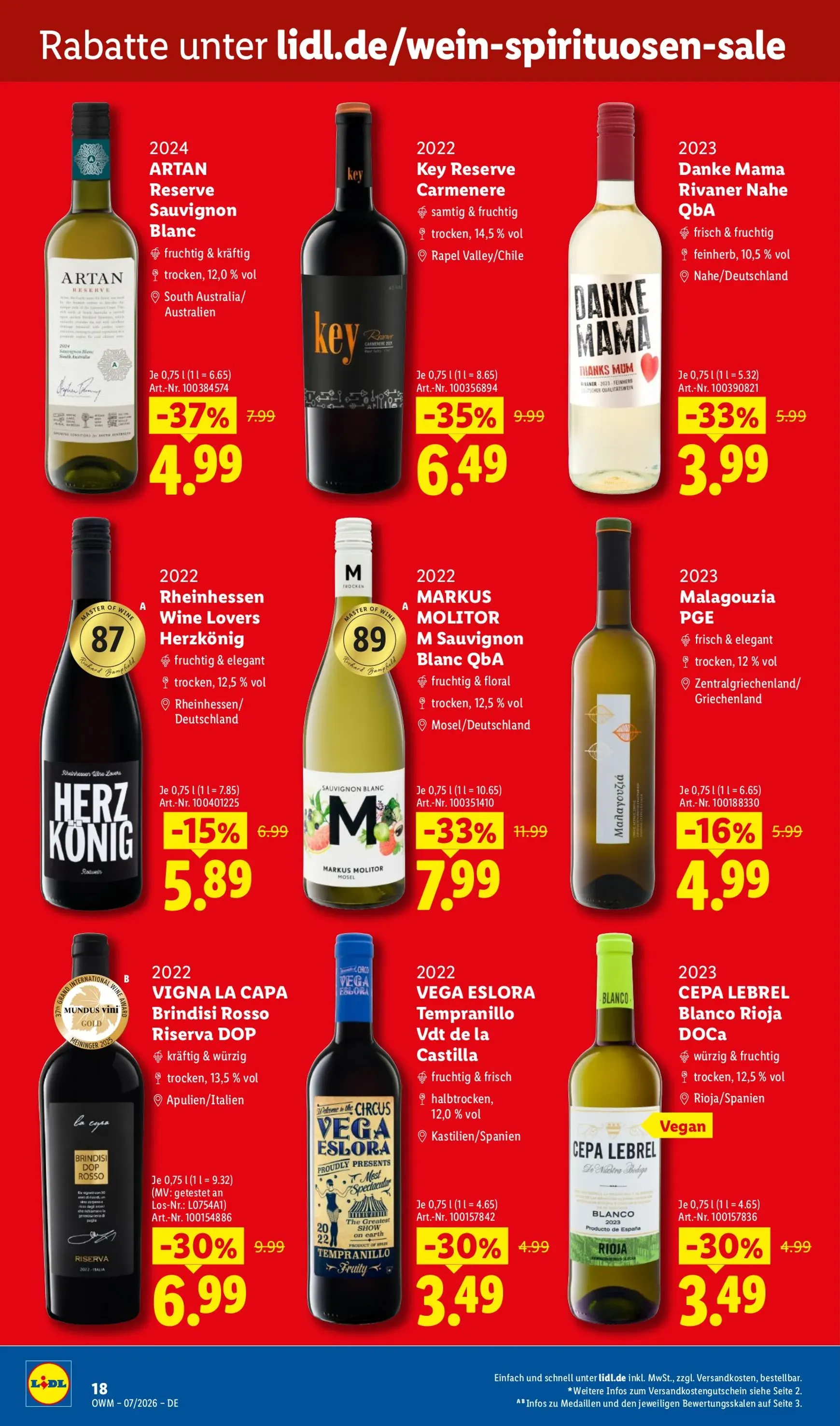 Lidl - Wein & Spirituosen Prospekt – von Mittwoch 01.07.2026 bis Freitag 31.07.2026 von 1. Juli bis 31. Juli 2026 - Prospekt seite 18