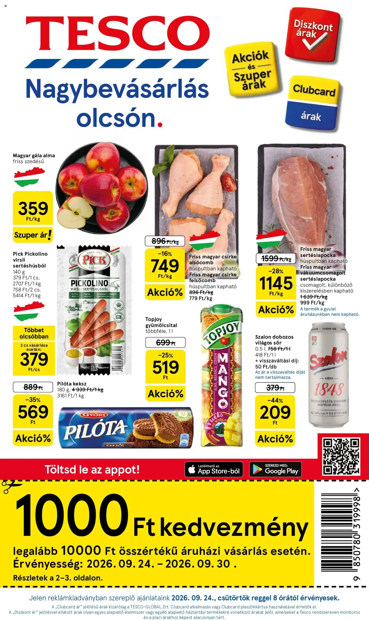 Katalógus TESCO Nagybevásárlás olcsón. szeptember 24.-tól szeptember 30.-ig 2026. - Oldal 1